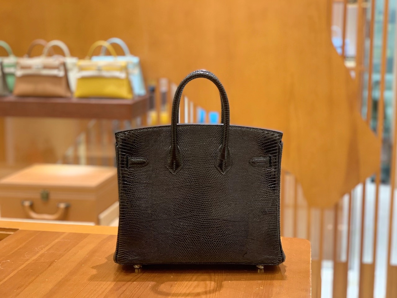 Hermès（爱马仕）Birkin 25cm 经典黑 南非野生蜥蜴皮 金扣 原版蜜蜡线 顶级手工缝制