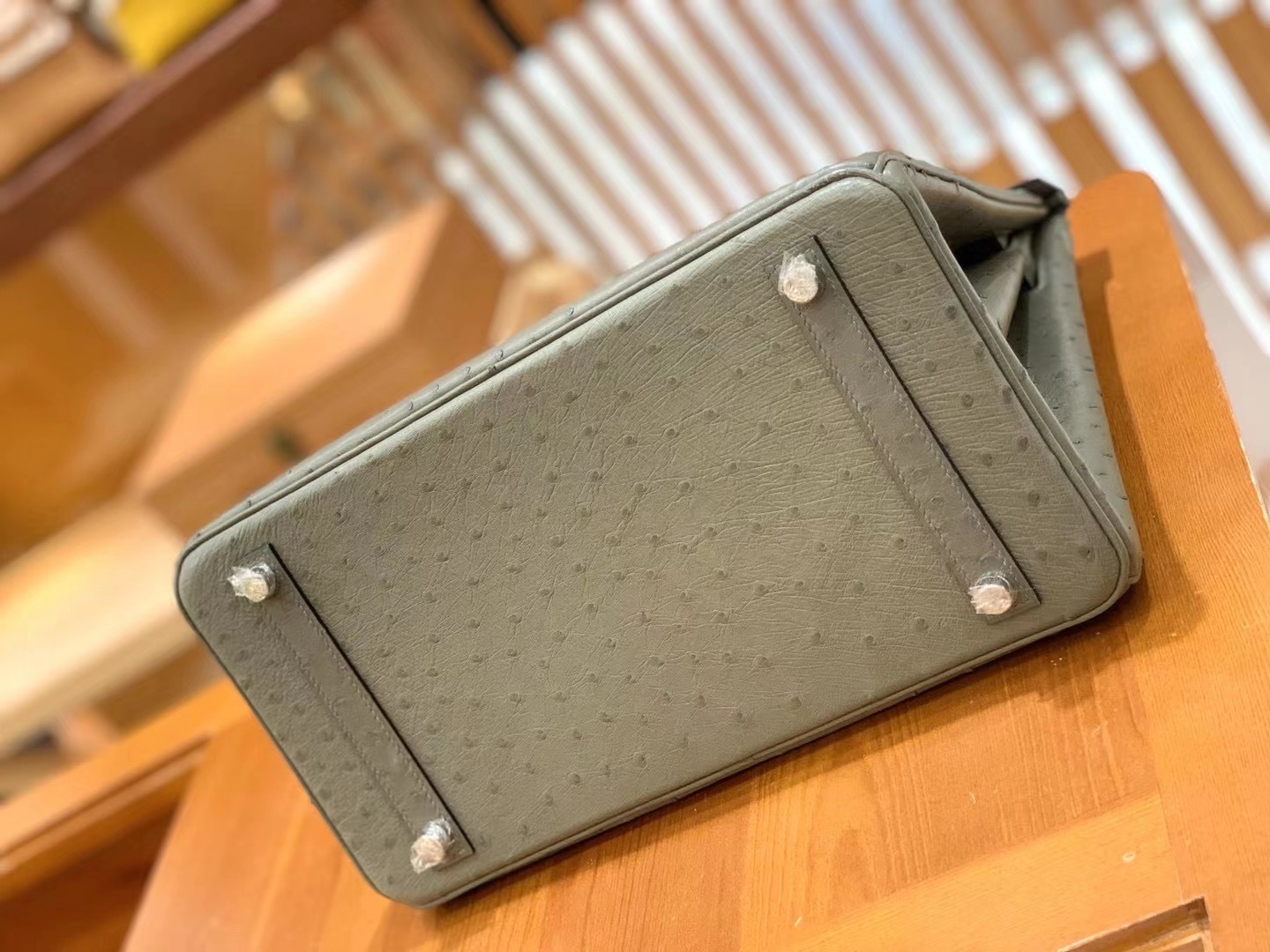 Hermès（爱马仕）Birkin 30cm 杏仁绿 银扣 南非KK级鸵鸟皮 原版蜜蜡线 顶级手工缝制