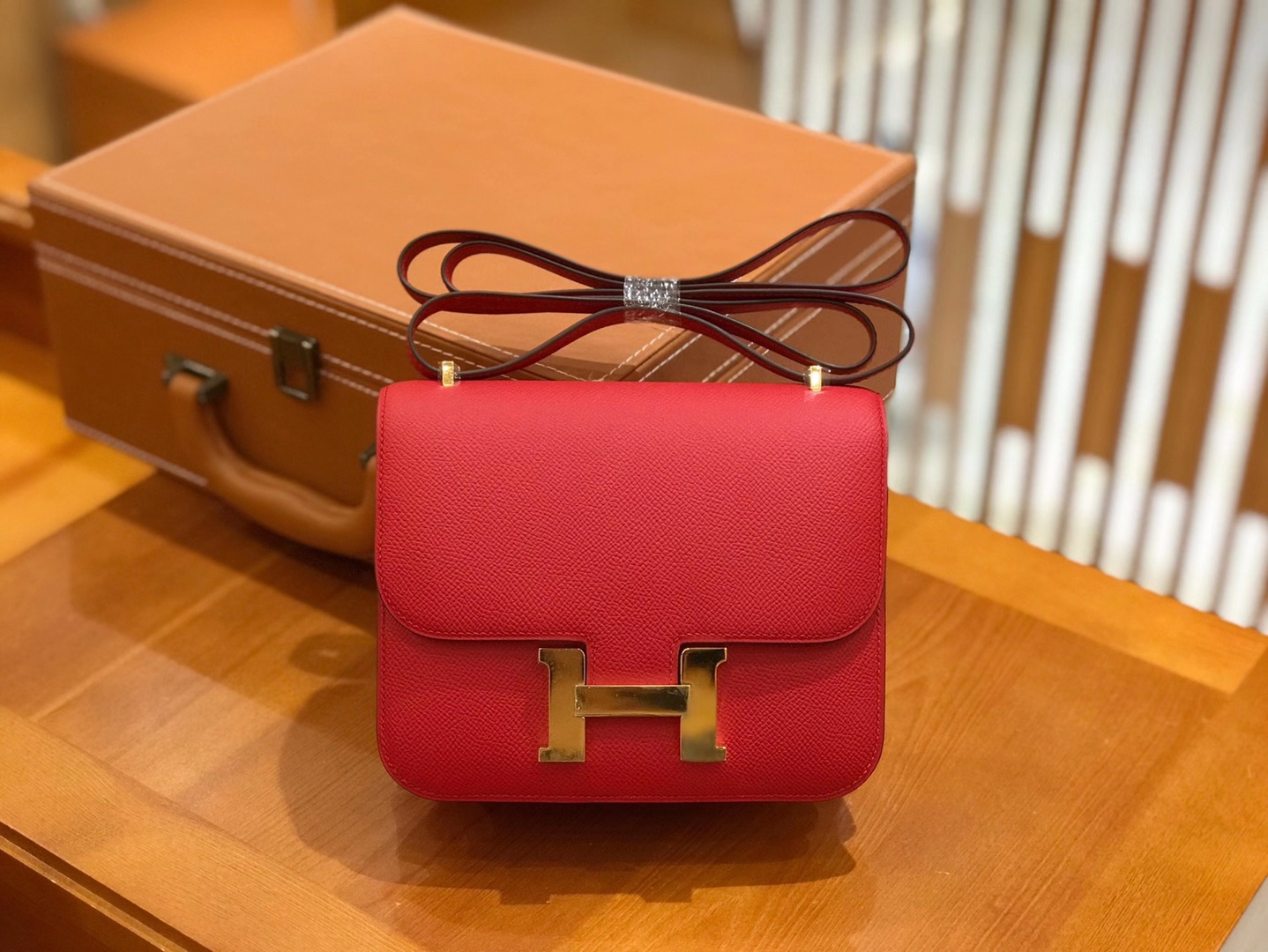 Hermès（爱马仕）Constance 18cm 心红色 Epsom皮 原版蜜蜡线 顶级手工缝制
