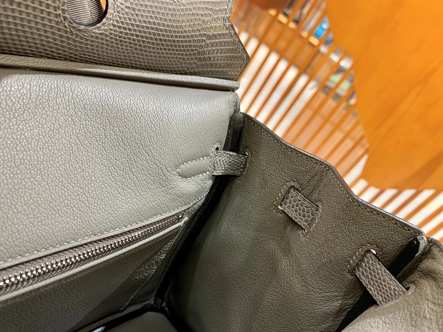 Hermès（爱马仕）Birkin 25cm 玛瑙灰 银扣 南非野生蜥蜴皮 原版蜜蜡线 顶级手缝版本