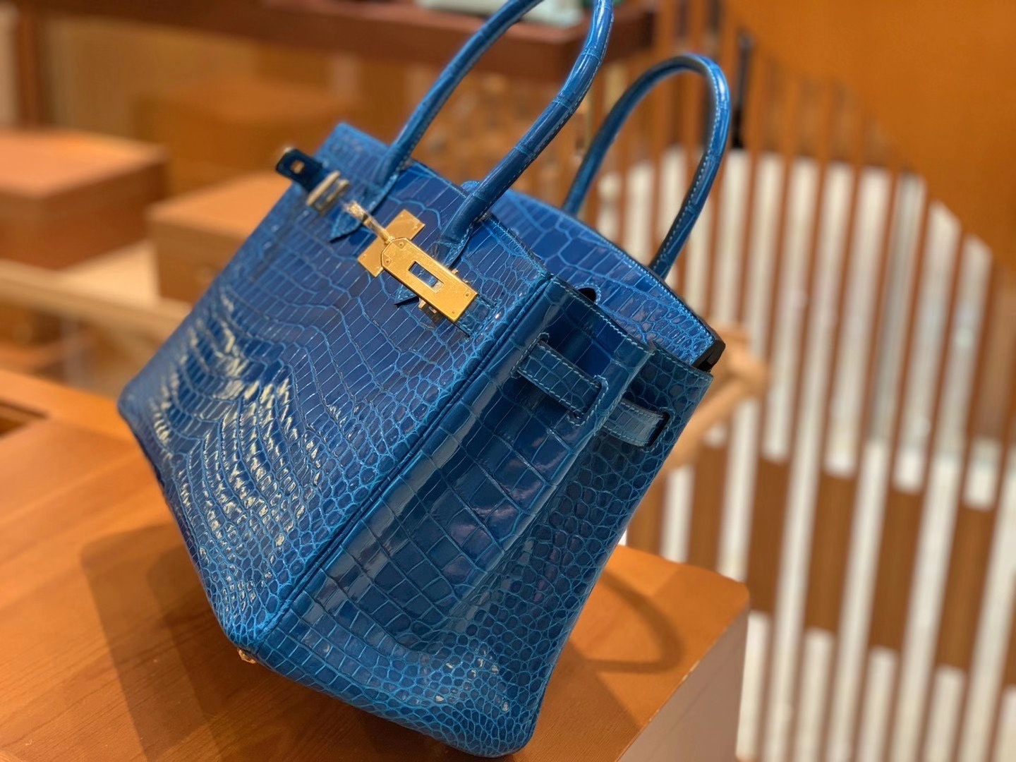 Hermès（爱马仕）Birkin 30cm 伊兹密尔蓝 一级野生湾鳄 原版蜜蜡线 顶级手工缝制