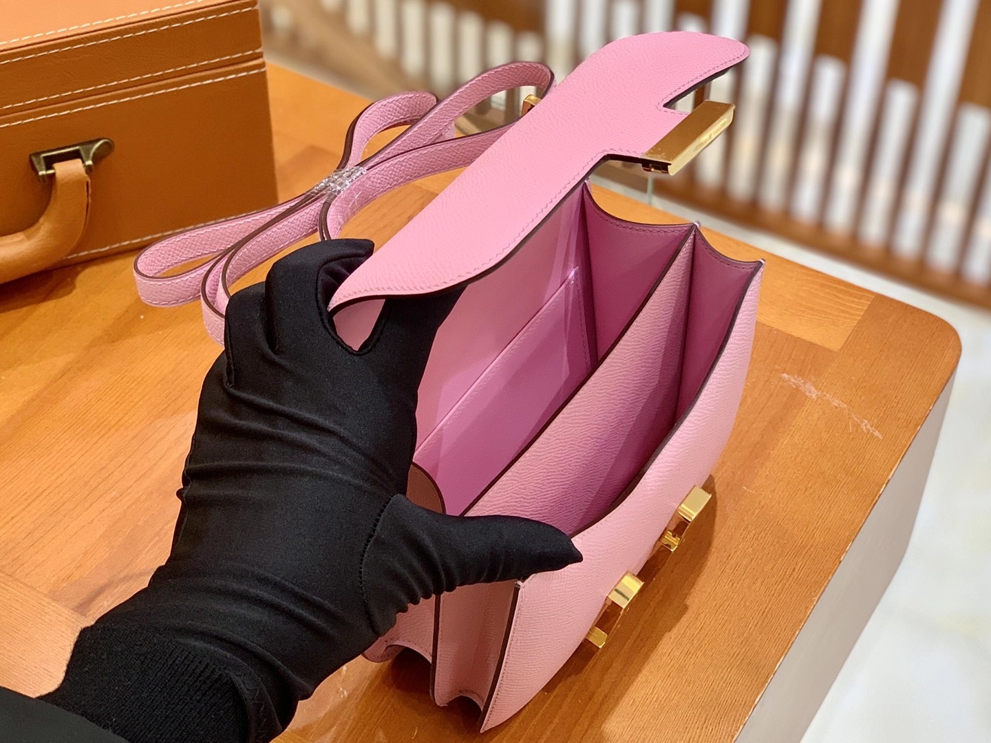 Hermès（爱马仕）Constance 18cm 锦葵紫 金扣 进口Epsom 皮 原版蜜蜡线 顶级手缝版本