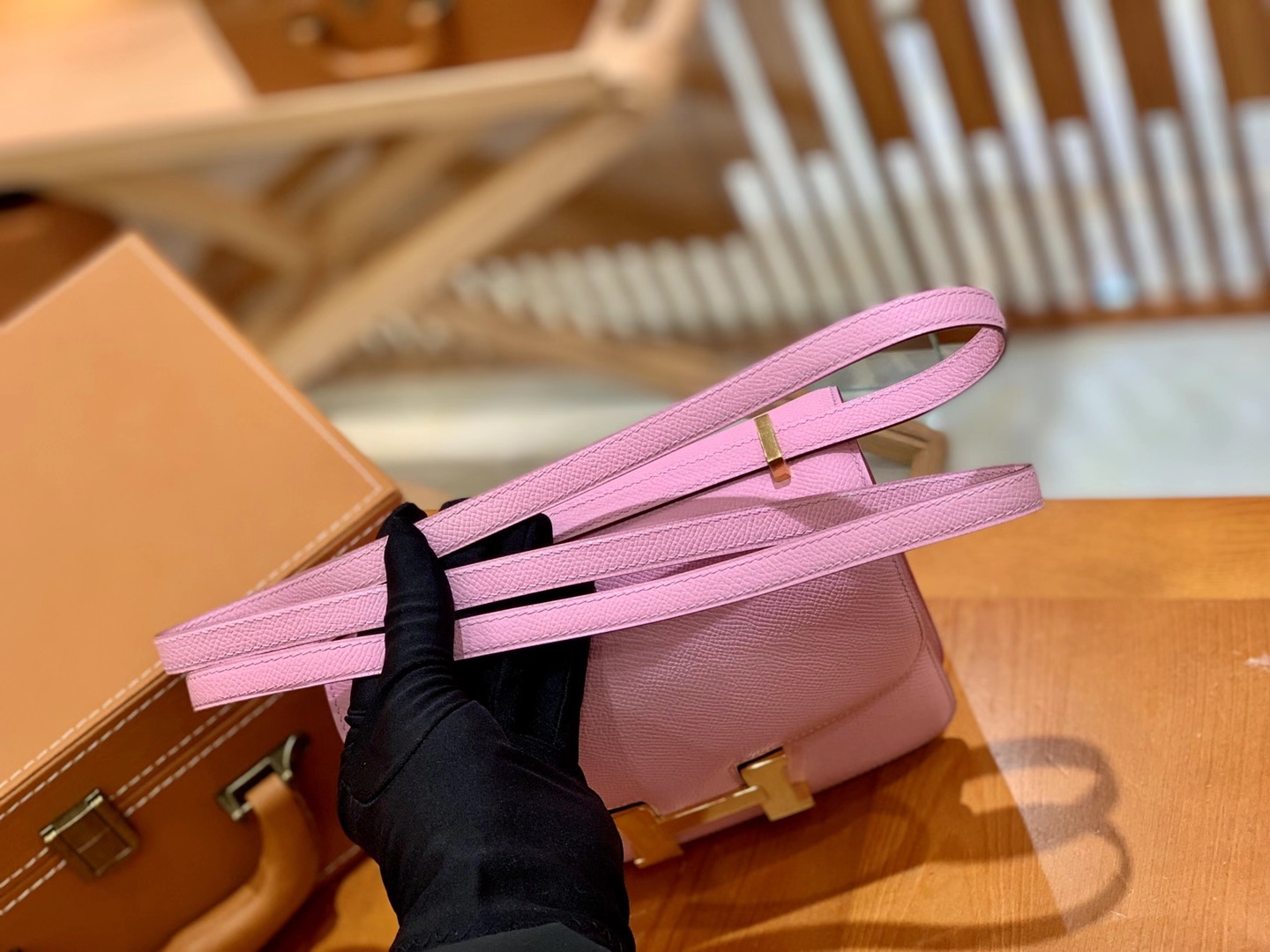 Hermès（爱马仕）Constance 18cm 锦葵紫 金扣 进口Epsom 皮 原版蜜蜡线 顶级手缝版本