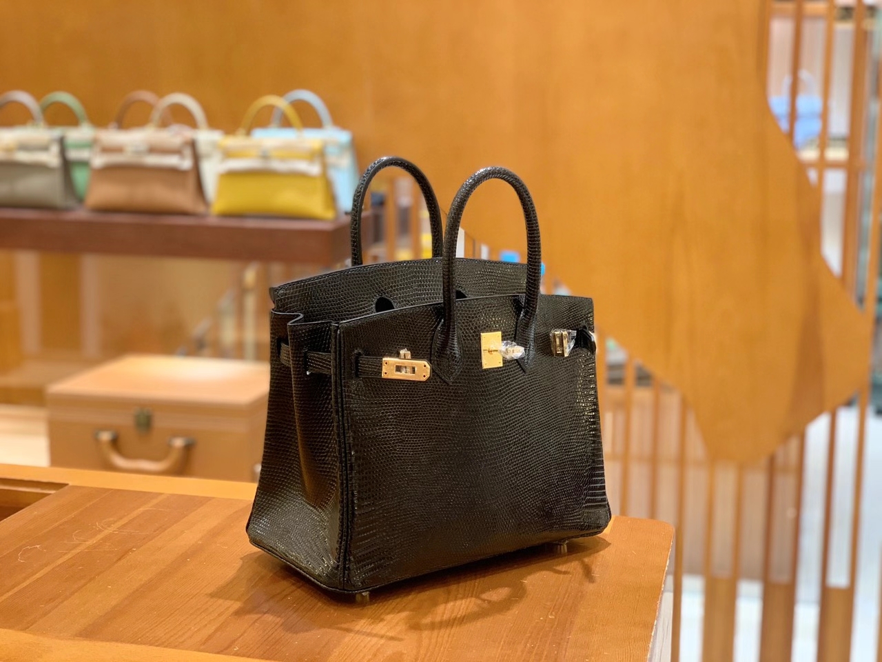 Hermès（爱马仕）Birkin 25cm 经典黑 南非野生蜥蜴皮 金扣 原版蜜蜡线 顶级手工缝制