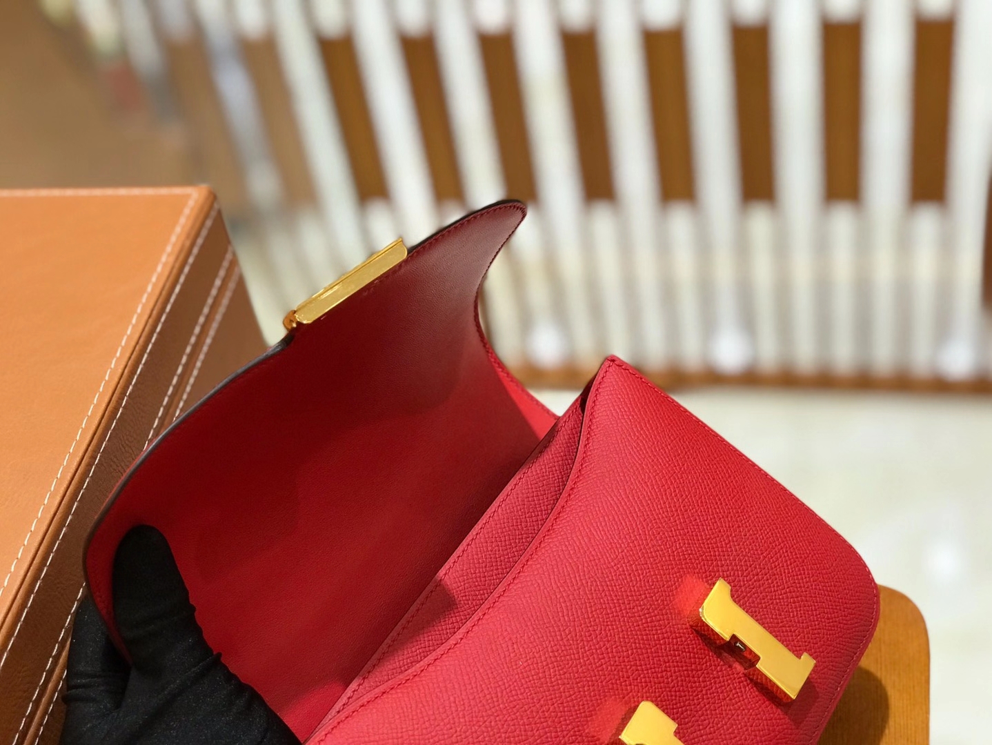 Hermès（爱马仕）Constance 18cm 心红色 Epsom皮 原版蜜蜡线 顶级手工缝制