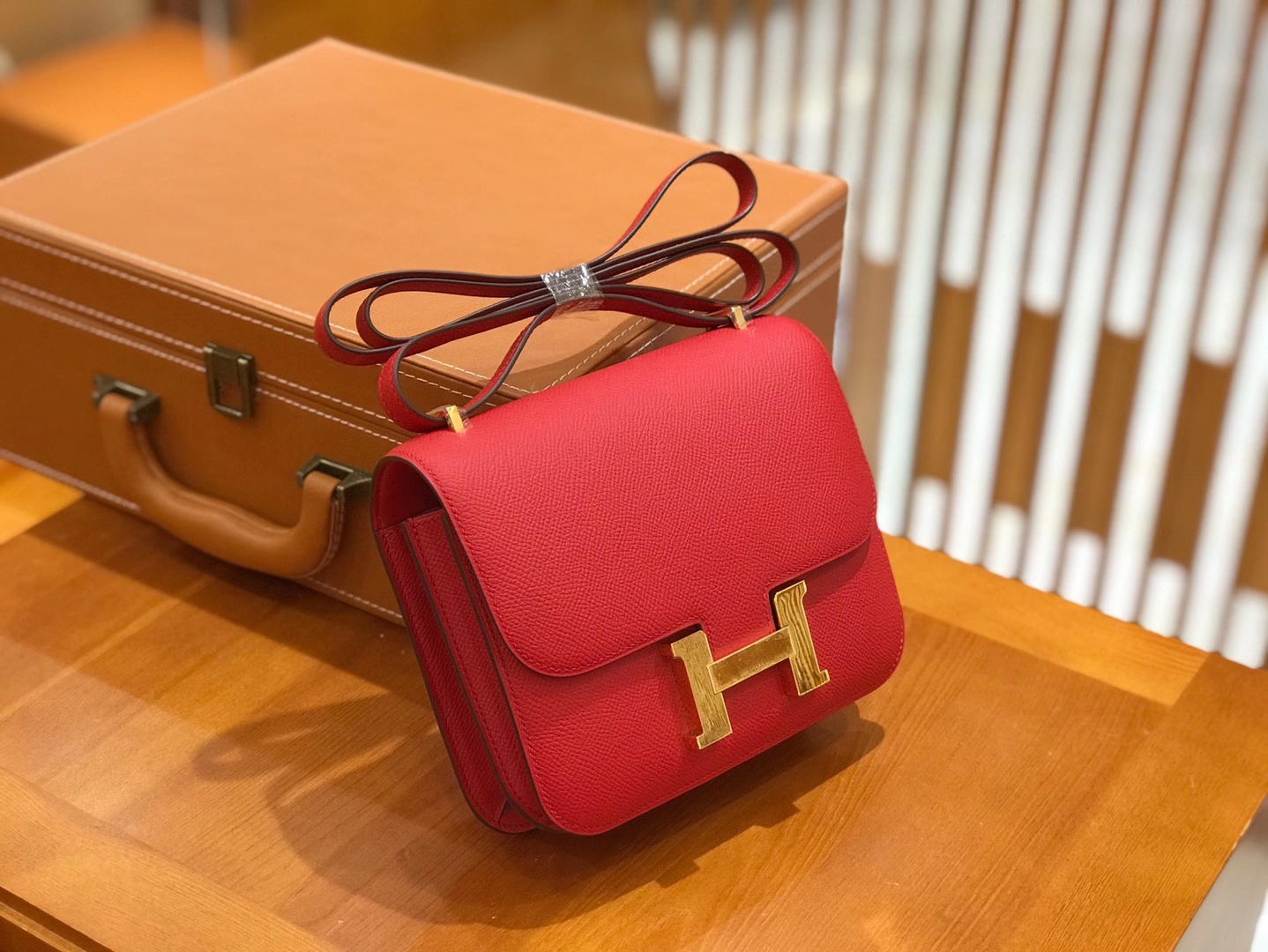 Hermès（爱马仕）Constance 18cm 心红色 Epsom皮 原版蜜蜡线 顶级手工缝制