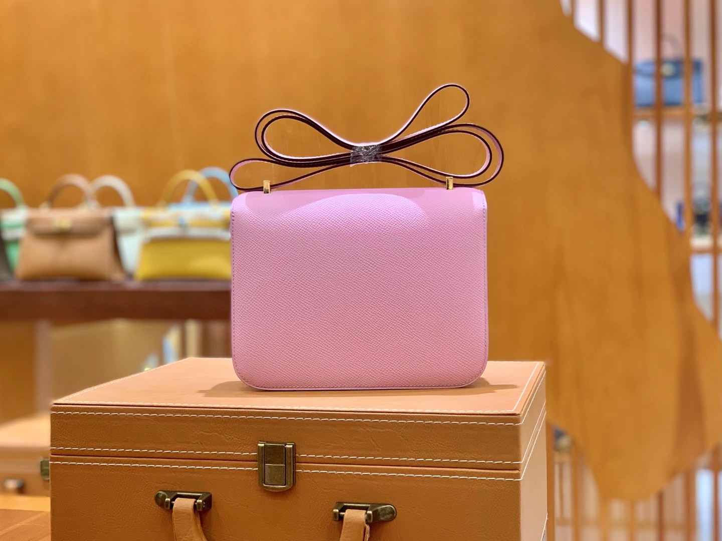 Hermès（爱马仕）Constance 18cm 锦葵紫 金扣 进口Epsom 皮 原版蜜蜡线 顶级手缝版本