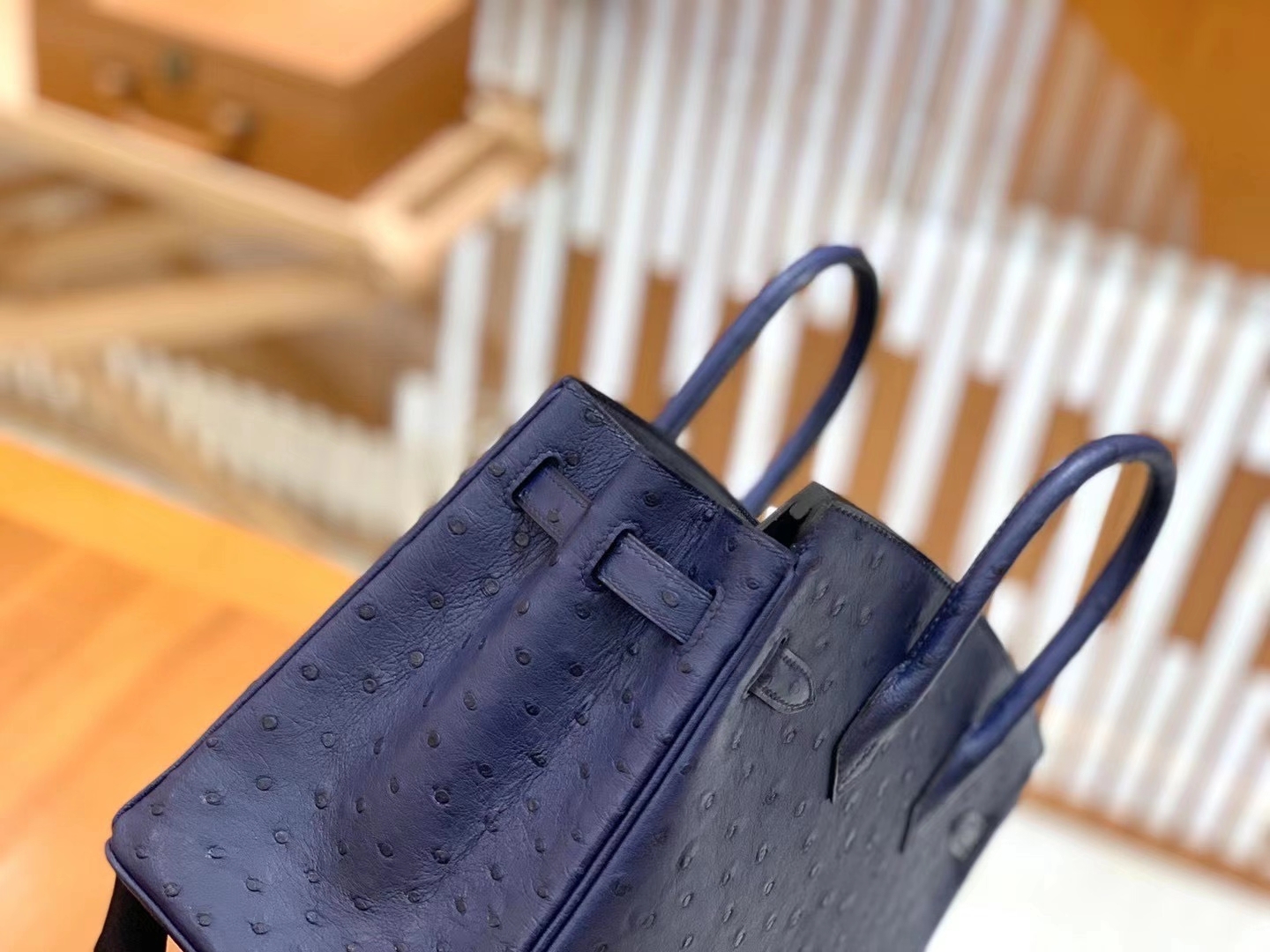 Hermès（爱马仕）Birkin 25cm 马耳他蓝 金扣 南非KK级鸵鸟皮 原版蜜蜡线 顶级手工缝制