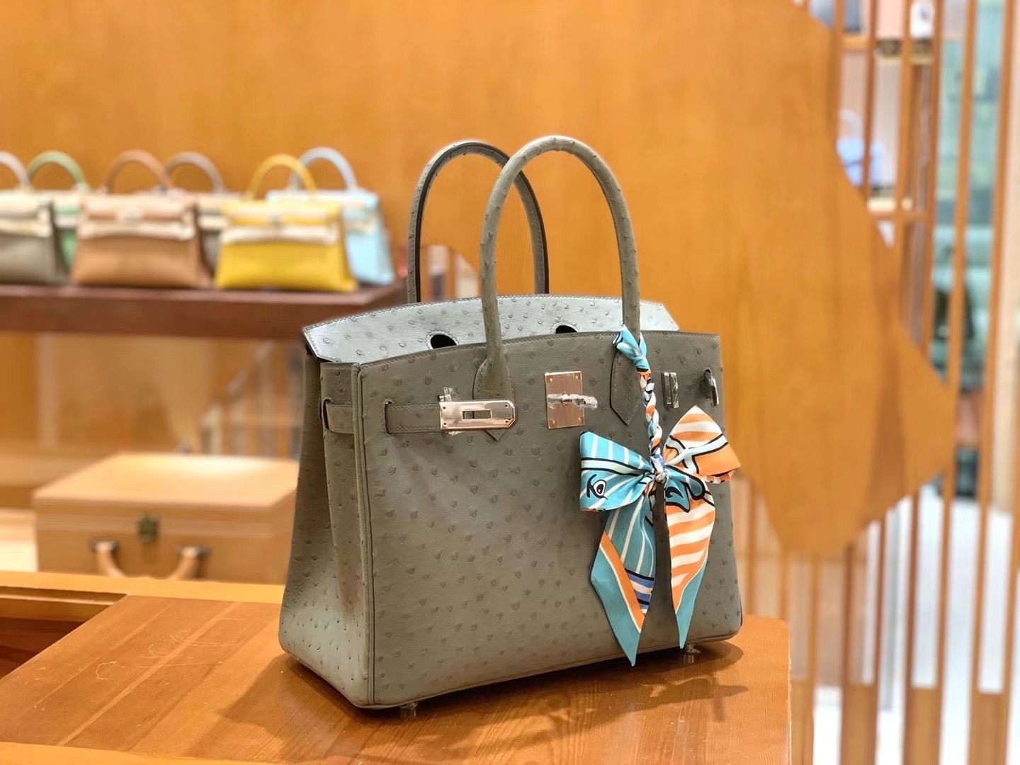 Hermès（爱马仕）Birkin 30cm 杏仁绿 银扣 南非KK级鸵鸟皮 原版蜜蜡线 顶级手工缝制