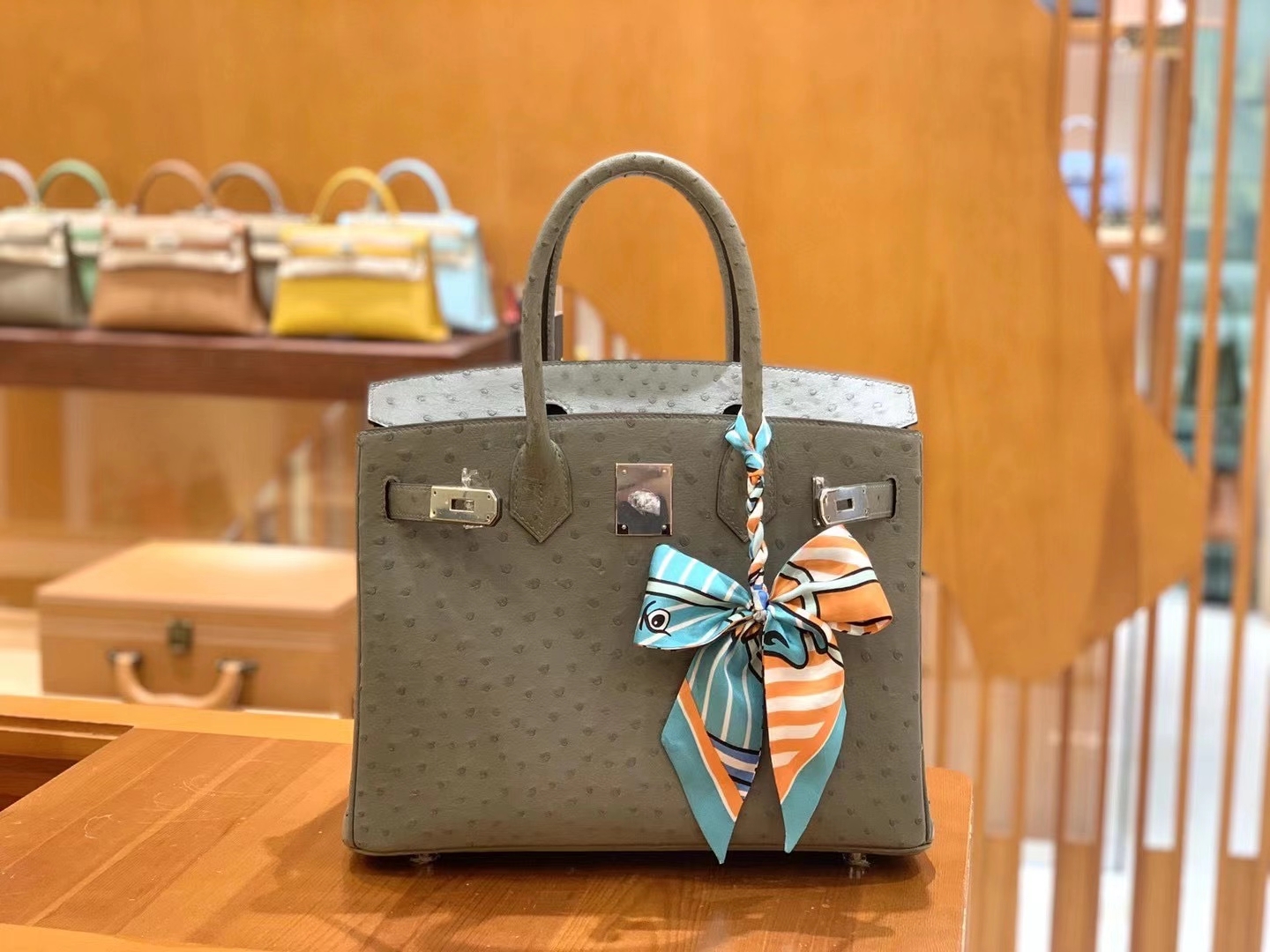 Hermès（爱马仕）Birkin 30cm 杏仁绿 银扣 南非KK级鸵鸟皮 原版蜜蜡线 顶级手工缝制