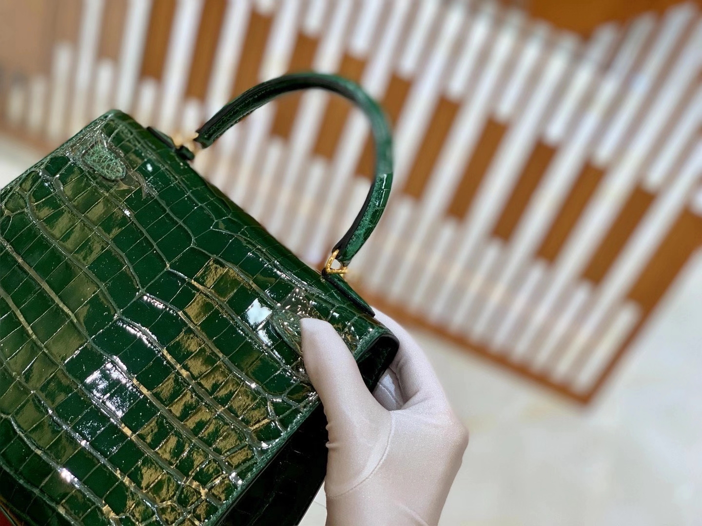Hermès（爱马仕）Kelly 25cm 祖母绿 金扣 一级尼罗鳄鱼皮 原版蜜蜡线 顶级手工缝制