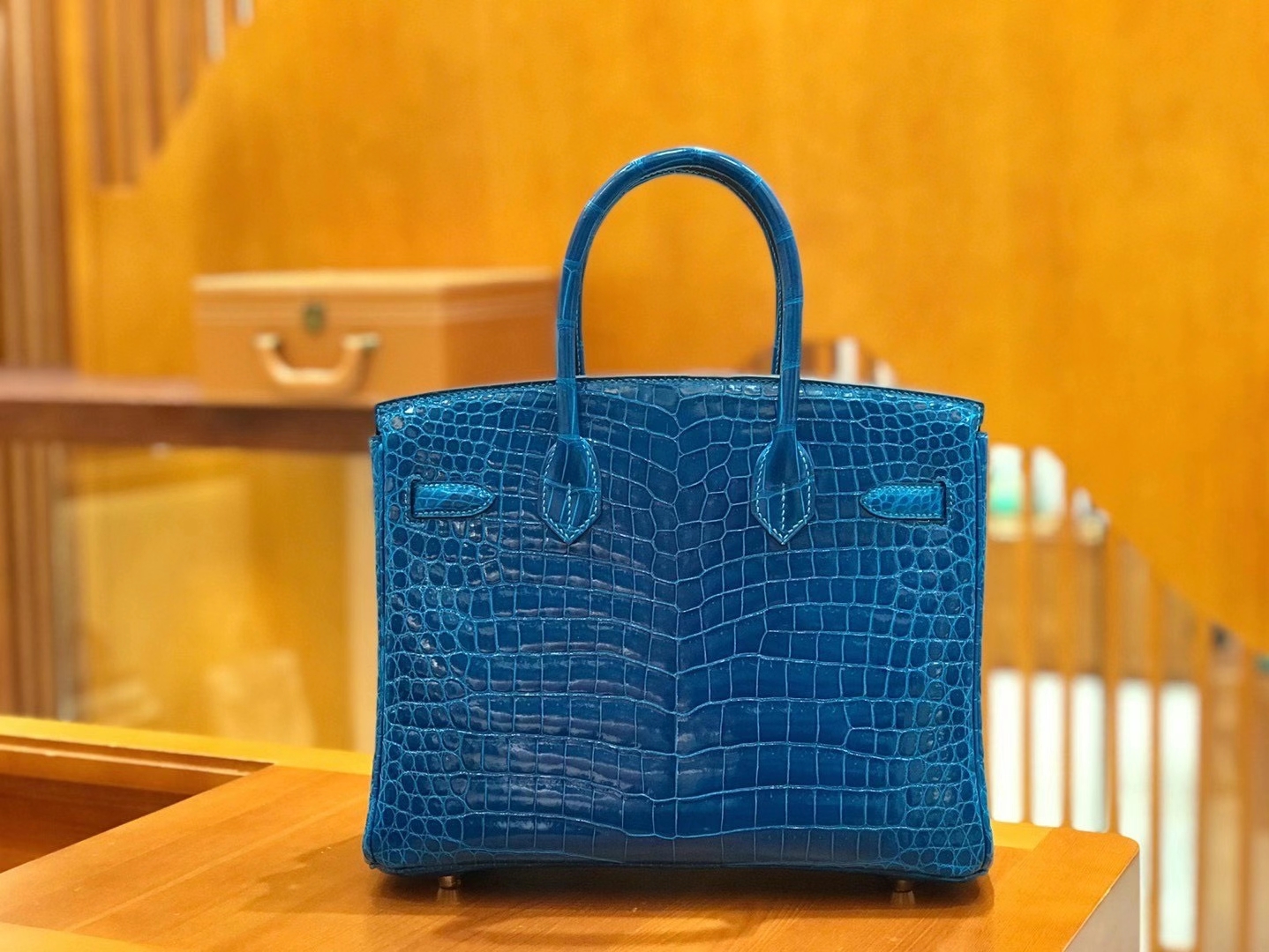 Hermès（爱马仕）Birkin 30cm 伊兹密尔蓝 一级野生湾鳄 原版蜜蜡线 顶级手工缝制