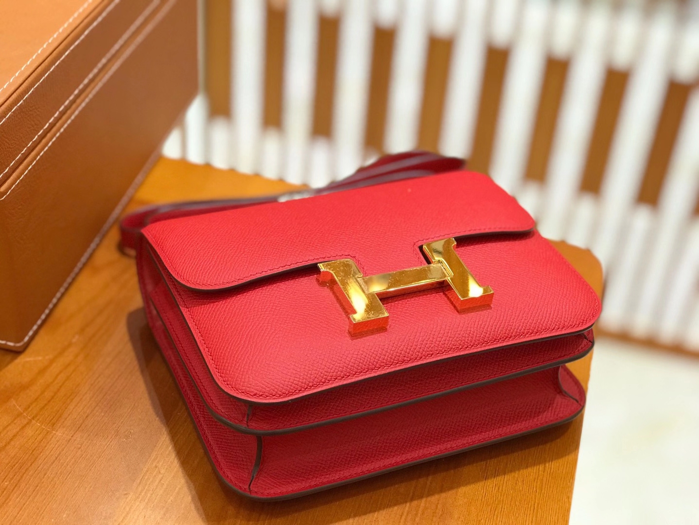 Hermès（爱马仕）Constance 18cm 心红色 Epsom皮 原版蜜蜡线 顶级手工缝制