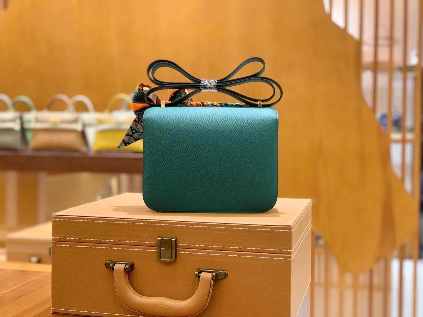 Hermès（爱马仕）Constance 18cm 孔雀绿 金扣 进口Epsom 皮 原版蜜蜡线 顶级手缝版本