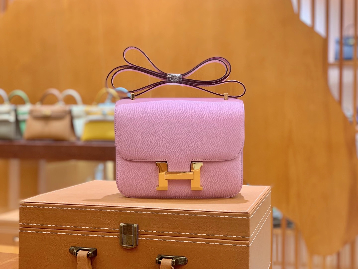 Hermès（爱马仕）Constance 18cm 锦葵紫 金扣 进口Epsom 皮 原版蜜蜡线 顶级手缝版本