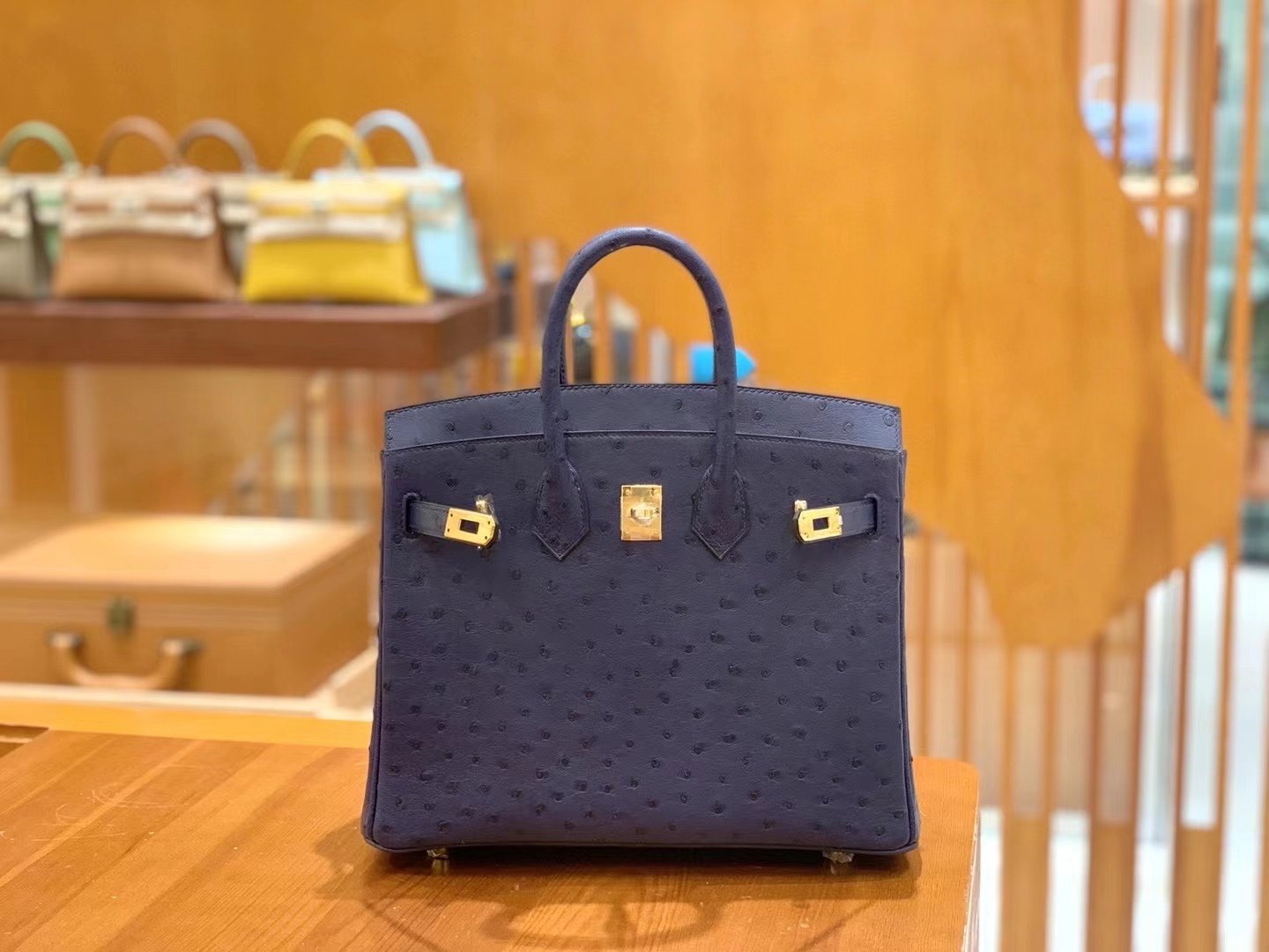 Hermès（爱马仕）Birkin 25cm 马耳他蓝 金扣 南非KK级鸵鸟皮 原版蜜蜡线 顶级手工缝制