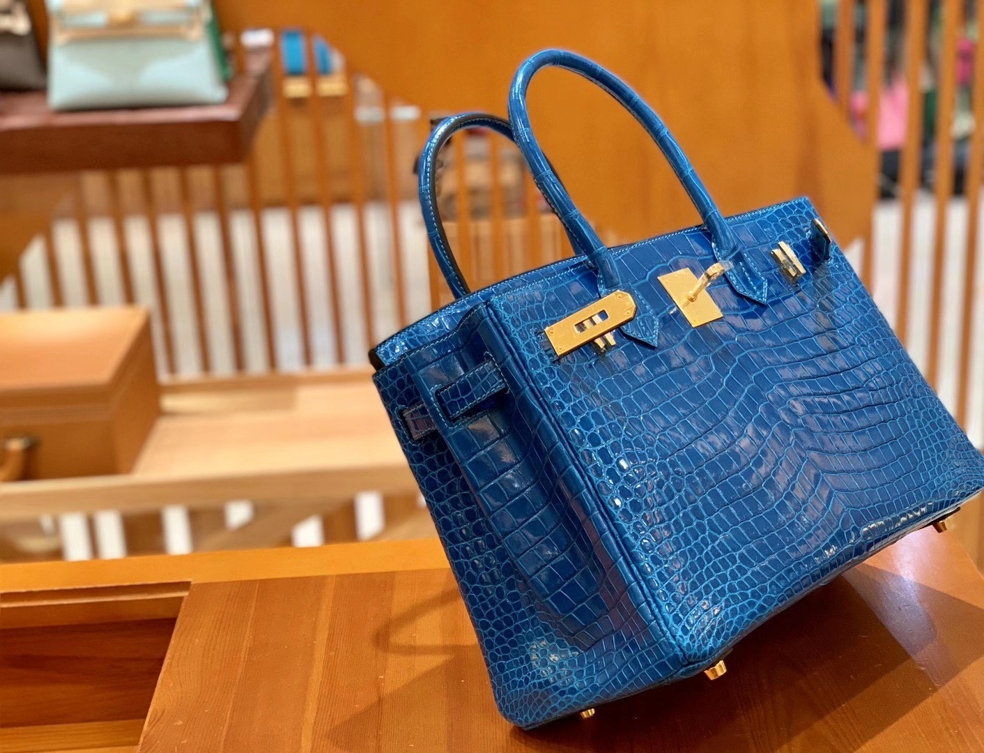 Hermès（爱马仕）Birkin 30cm 伊兹密尔蓝 一级野生湾鳄 原版蜜蜡线 顶级手工缝制