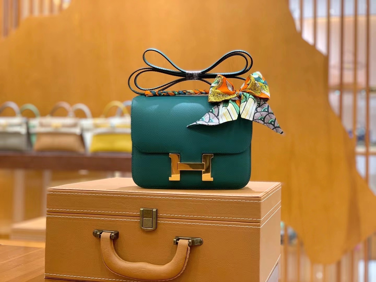 Hermès（爱马仕）Constance 18cm 孔雀绿 金扣 进口Epsom 皮 原版蜜蜡线 顶级手缝版本