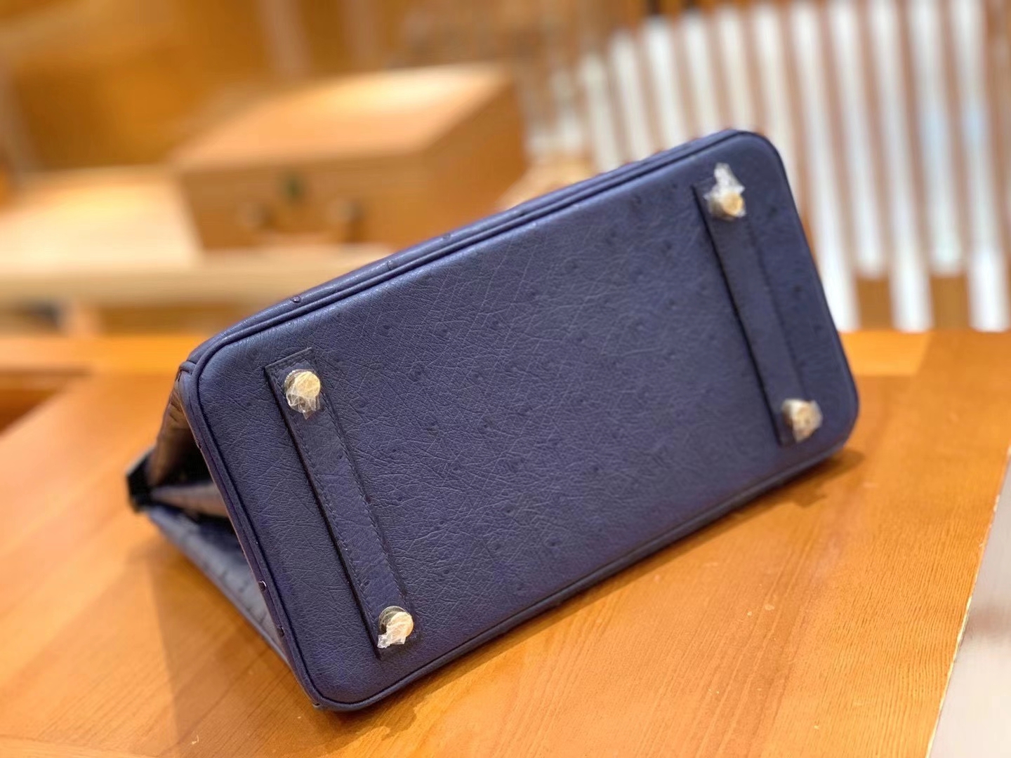 Hermès（爱马仕）Birkin 25cm 马耳他蓝 金扣 南非KK级鸵鸟皮 原版蜜蜡线 顶级手工缝制
