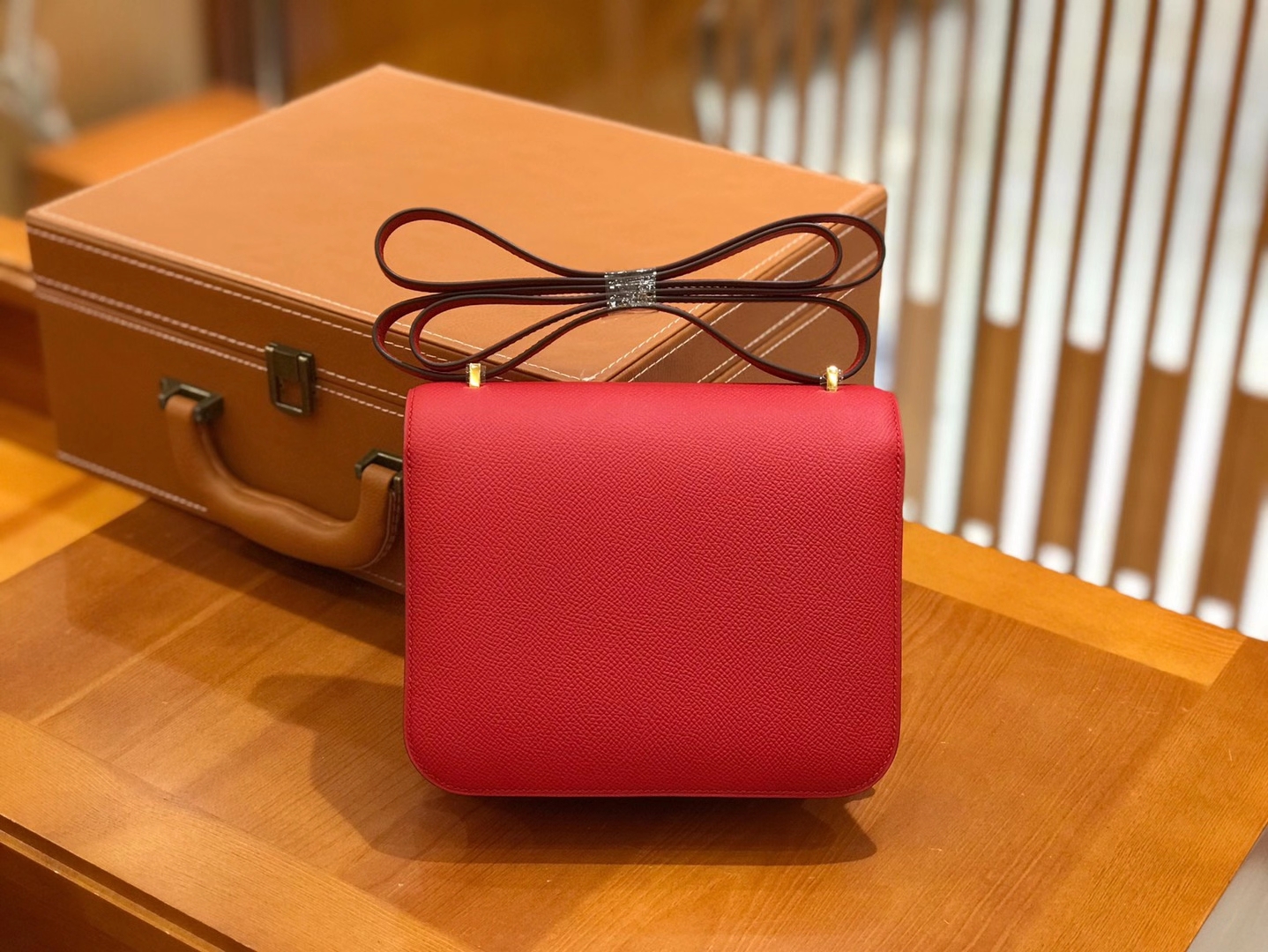 Hermès（爱马仕）Constance 18cm 心红色 Epsom皮 原版蜜蜡线 顶级手工缝制
