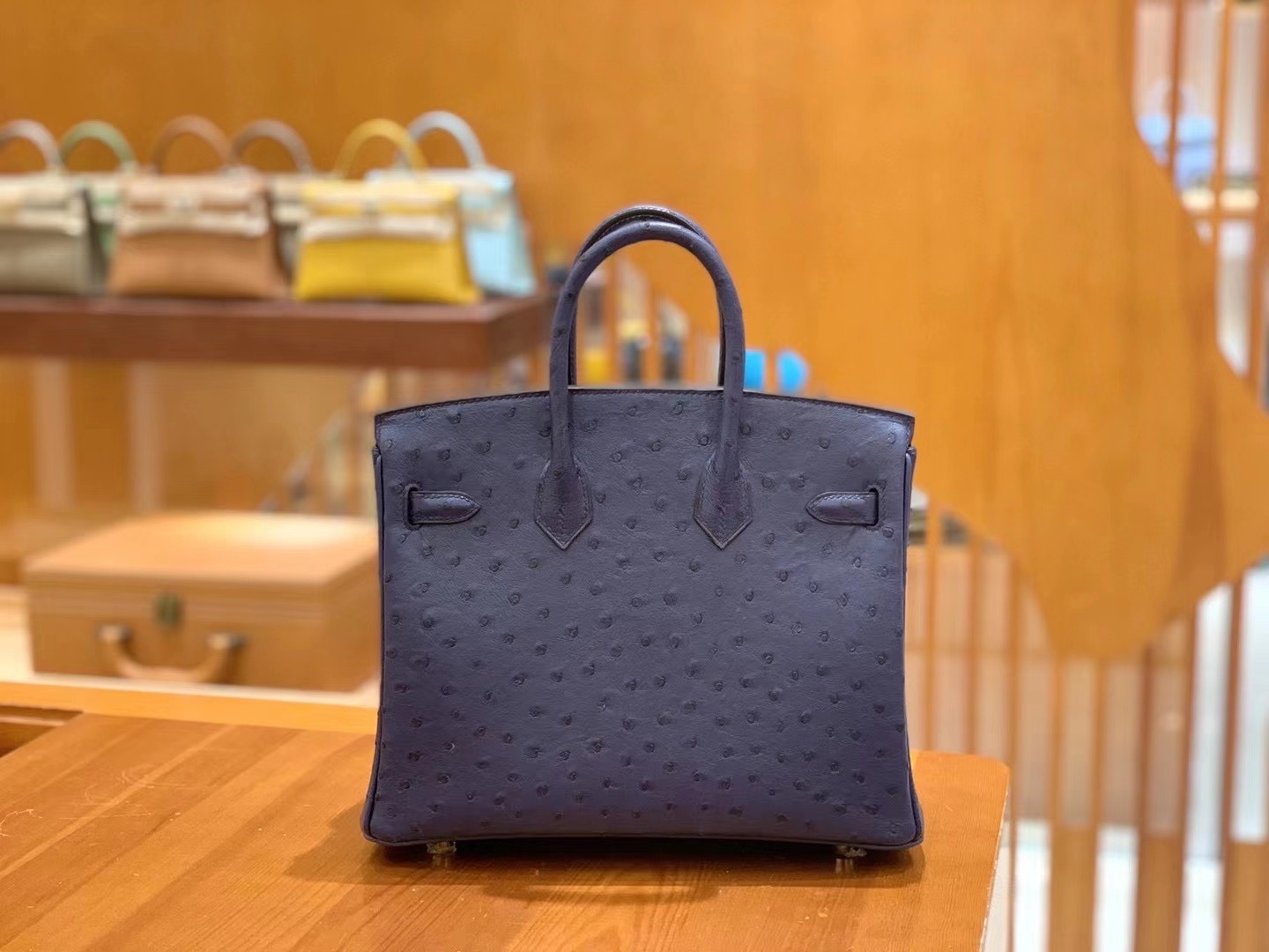 Hermès（爱马仕）Birkin 25cm 马耳他蓝 金扣 南非KK级鸵鸟皮 原版蜜蜡线 顶级手工缝制