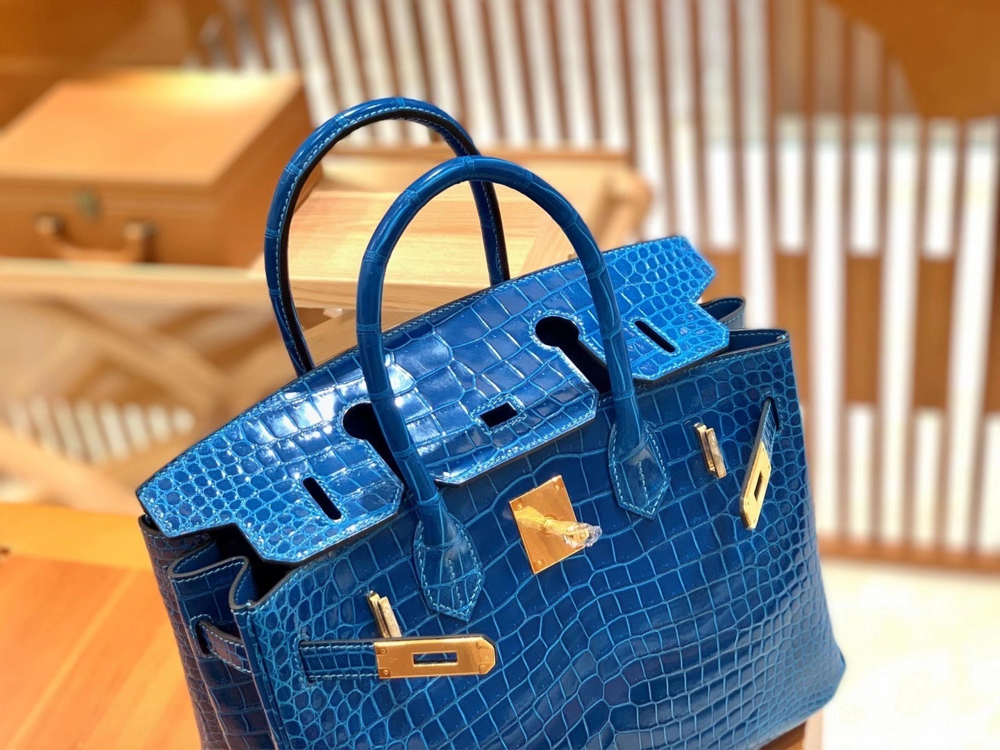 Hermès（爱马仕）Birkin 30cm 伊兹密尔蓝 一级野生湾鳄 原版蜜蜡线 顶级手工缝制