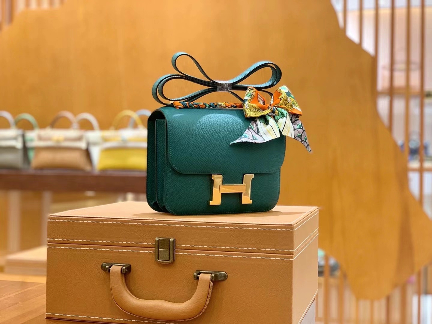 Hermès（爱马仕）Constance 18cm 孔雀绿 金扣 进口Epsom 皮 原版蜜蜡线 顶级手缝版本
