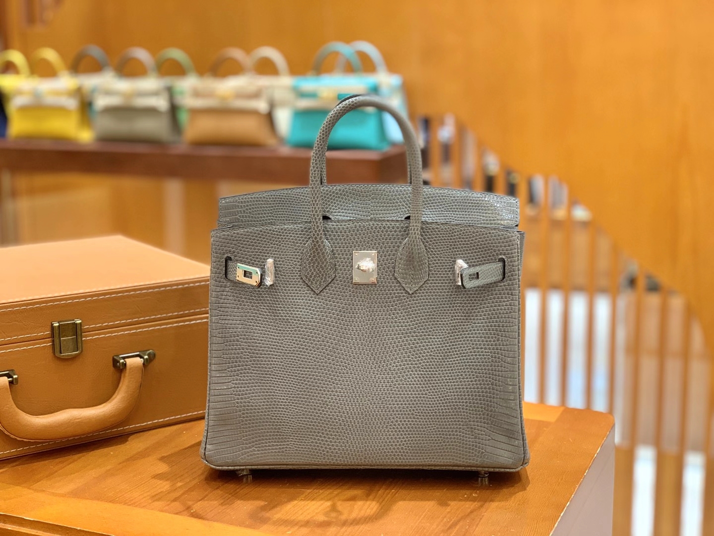 Hermès（爱马仕）Birkin 25cm 玛瑙灰 银扣 南非野生蜥蜴皮 原版蜜蜡线 顶级手缝版本
