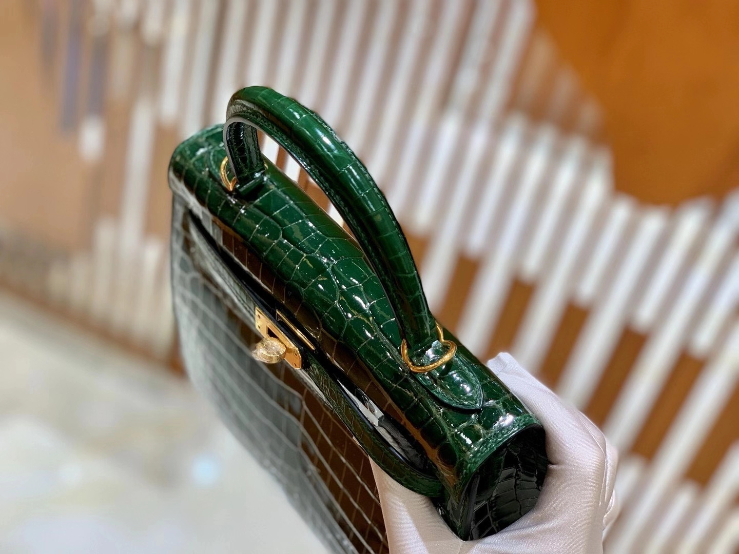 Hermès（爱马仕）Kelly 25cm 祖母绿 金扣 一级尼罗鳄鱼皮 原版蜜蜡线 顶级手工缝制