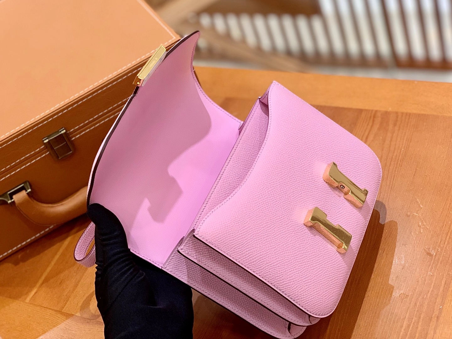 Hermès（爱马仕）Constance 18cm 锦葵紫 金扣 进口Epsom 皮 原版蜜蜡线 顶级手缝版本