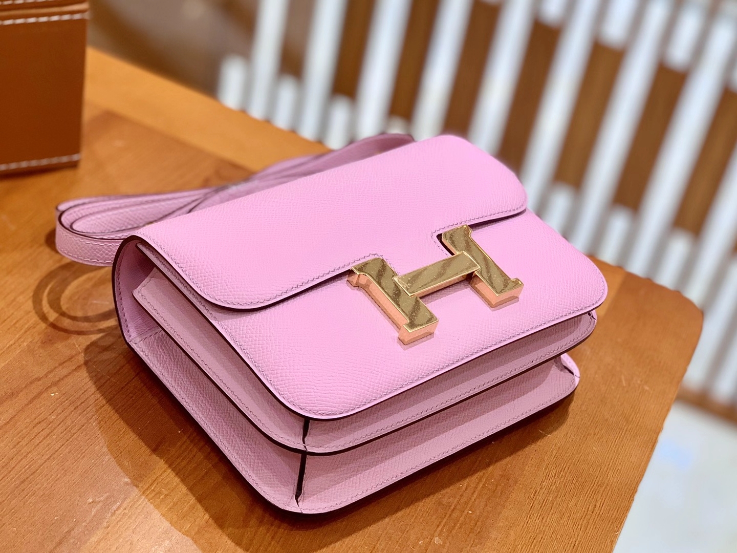 Hermès（爱马仕）Constance 18cm 锦葵紫 金扣 进口Epsom 皮 原版蜜蜡线 顶级手缝版本