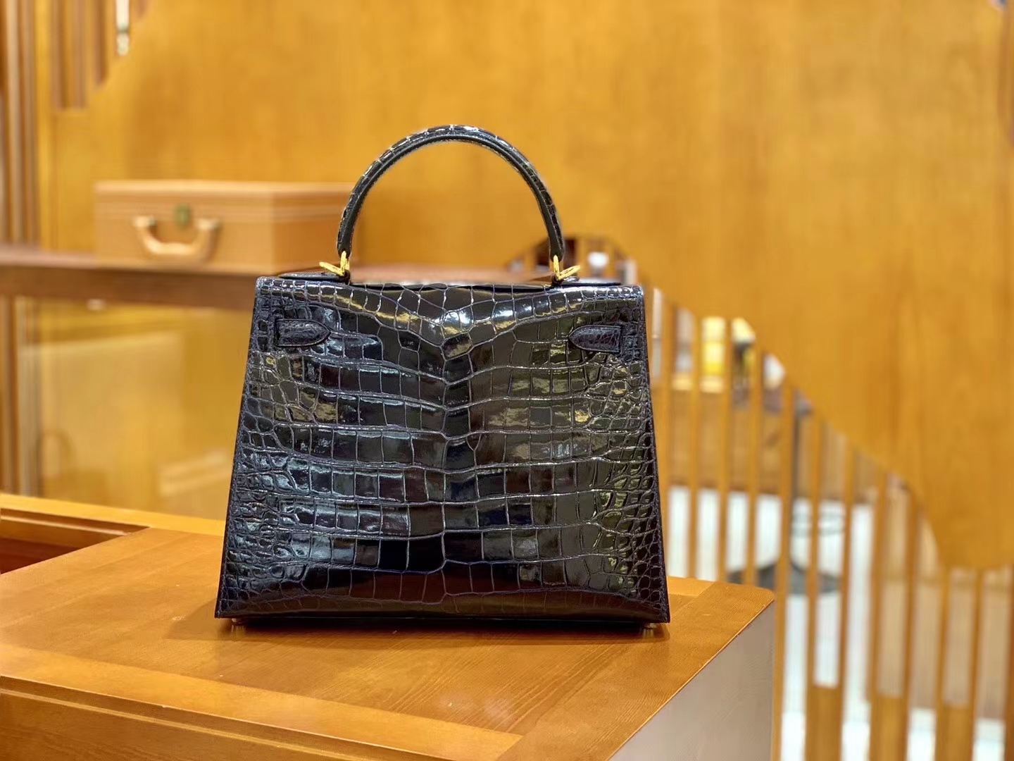 Hermès（爱马仕）Kelly 28cm 午夜蓝 金扣 一级尼罗鳄鱼皮 原版蜜蜡线 顶级手工缝制