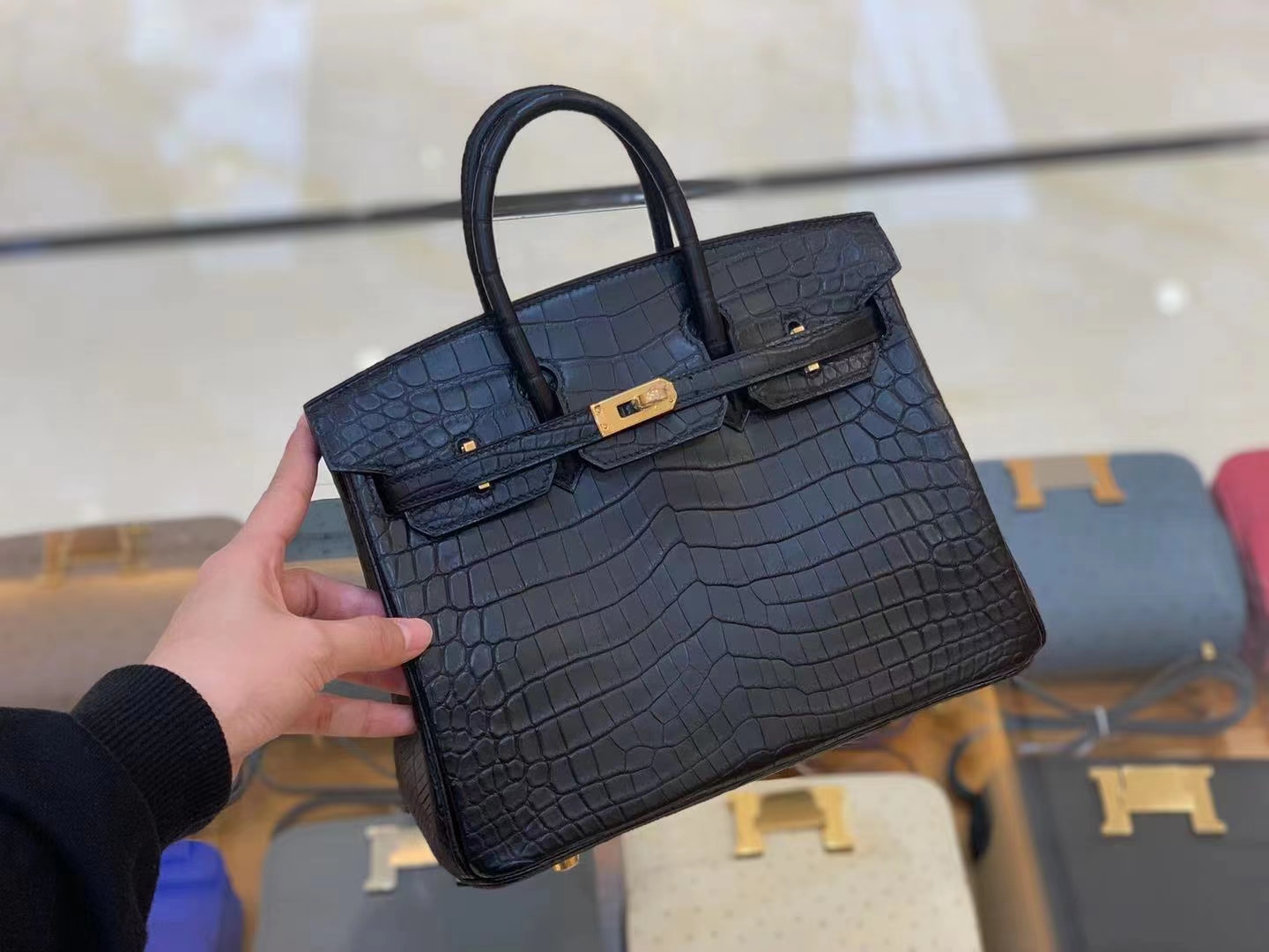 Hermès（爱马仕）Birkin 25cm 雾面 尼罗鳄 黑金