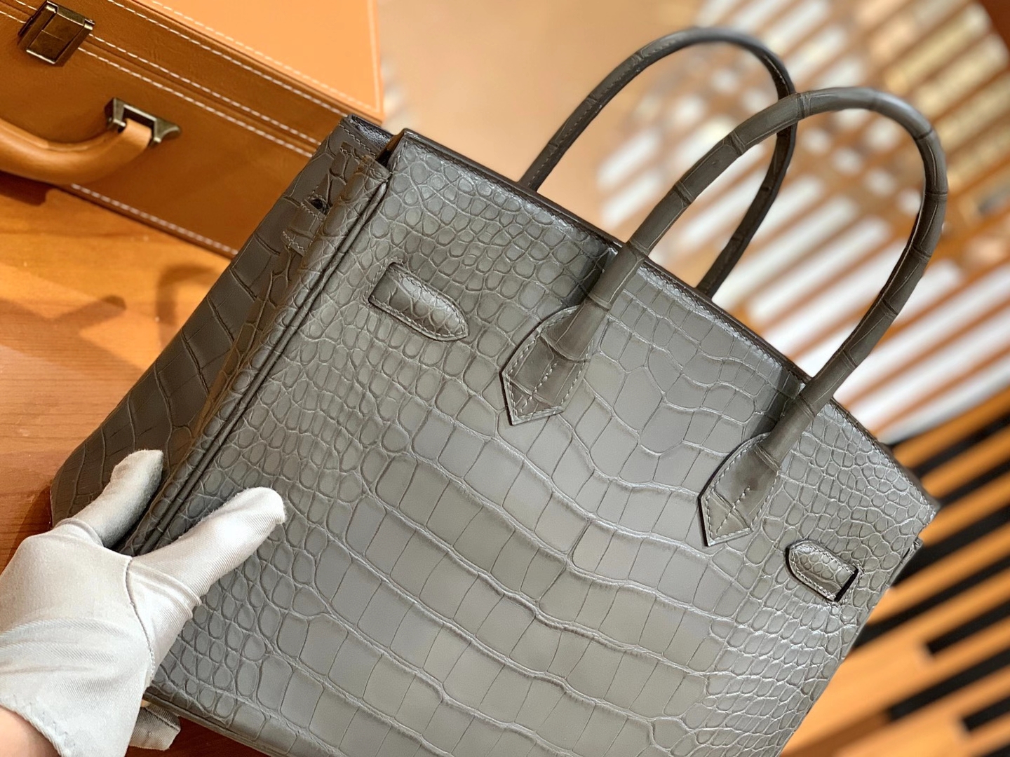 Hermès（爱马仕）新增现货 Birkin 30cm 锡器灰 金扣 一级美洲鳄鱼皮 原版蜜蜡线 顶级手缝版本