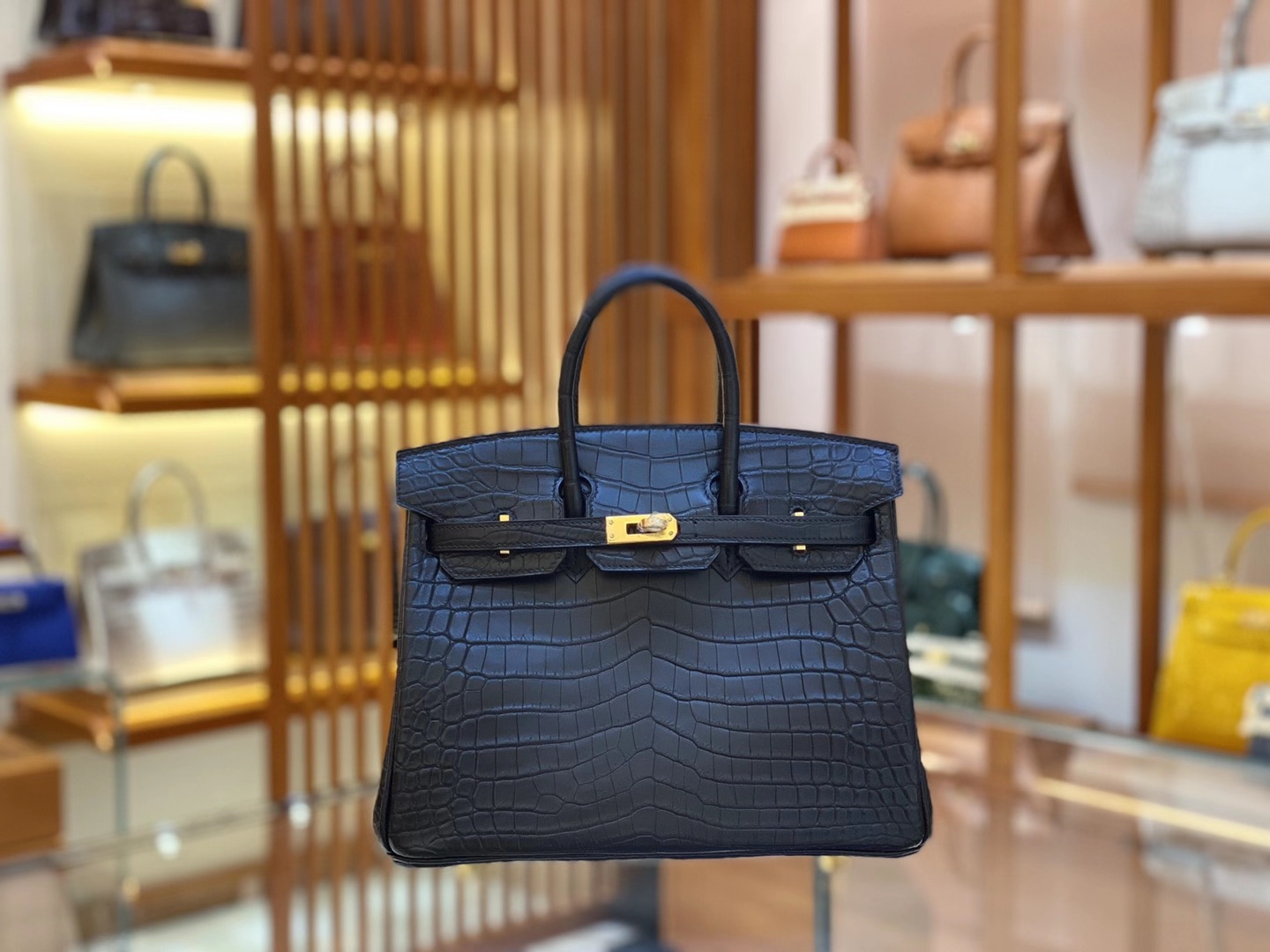 Hermès（爱马仕）Birkin 25cm 雾面 尼罗鳄 黑金
