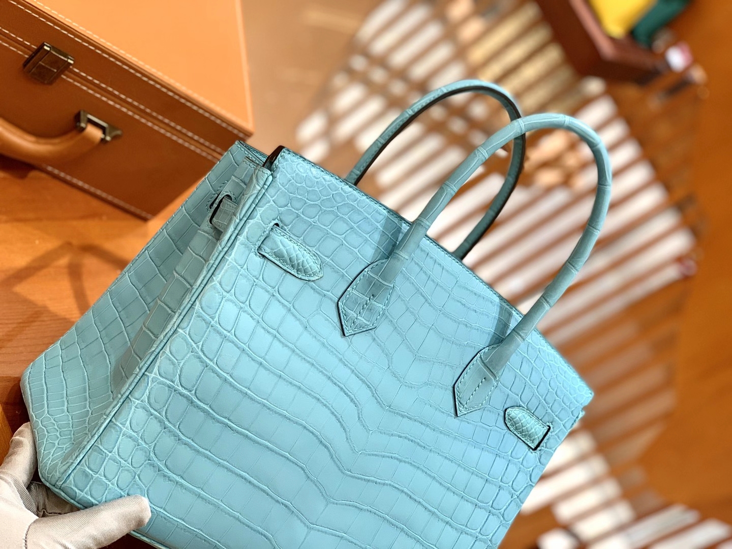 Hermès（爱马仕）新增现货 Birkin 30cm 马卡龙蓝 金扣 一级尼罗鳄皮 原版蜜蜡线 顶级手缝版本