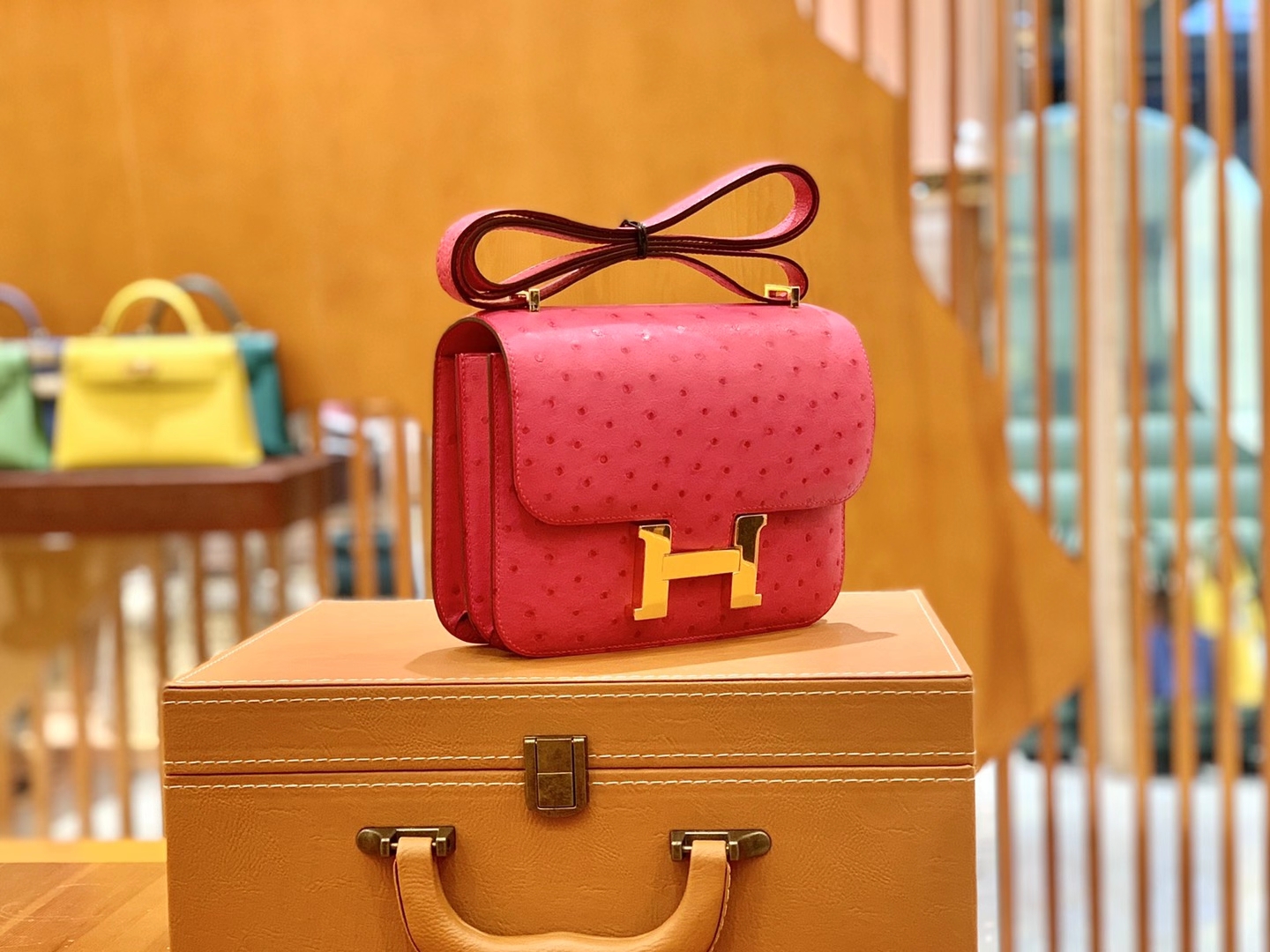 Hermès（爱马仕）Constance 18cm 糖果粉 金扣 南非KK级鸵鸟皮 原版蜜蜡线 顶级手缝版本