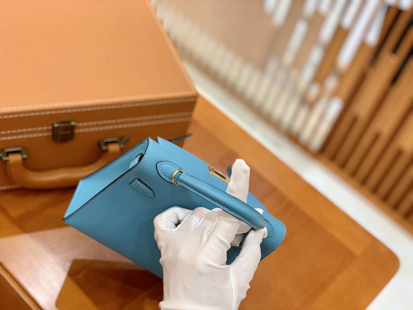 Hermès（爱马仕）MiniKelly 迷你凯莉 Epsom 掌纹皮 北方蓝 金扣 二代 19cm 原版蜜蜡线 顶级手缝
