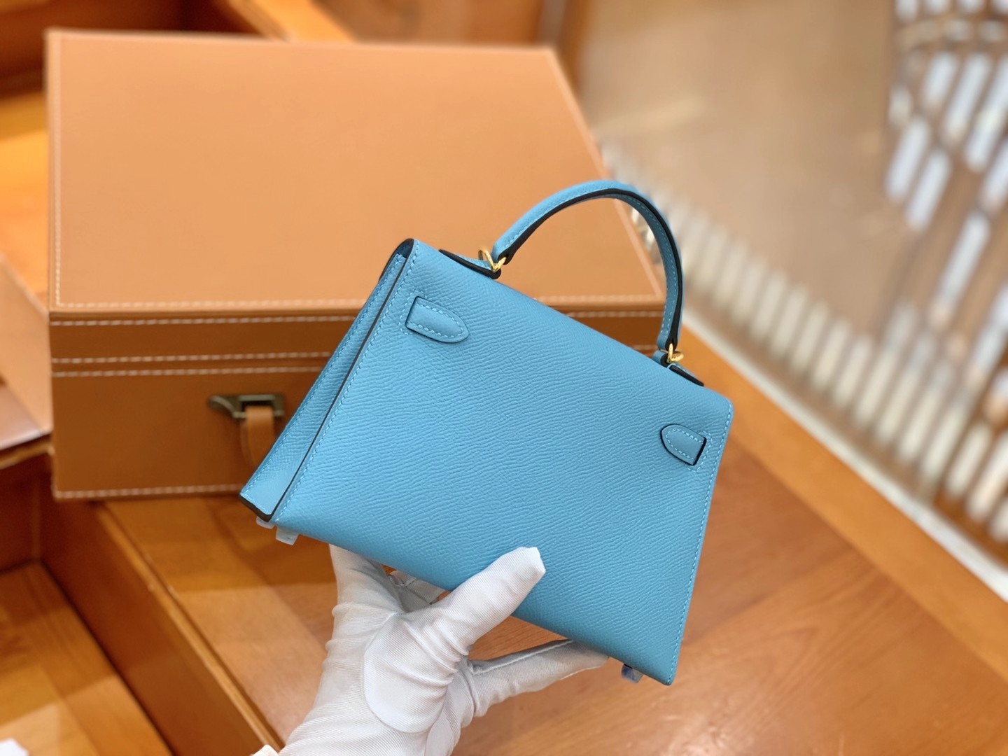 Hermès（爱马仕）MiniKelly 迷你凯莉 Epsom 掌纹皮 北方蓝 金扣 二代 19cm 原版蜜蜡线 顶级手缝