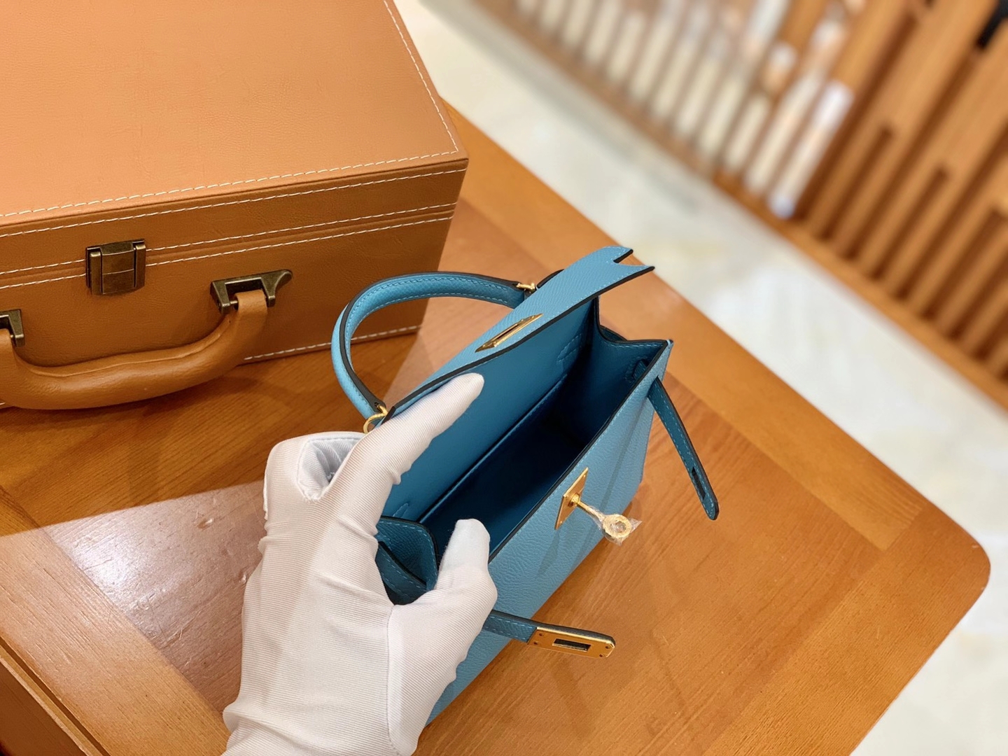 Hermès（爱马仕）MiniKelly 迷你凯莉 Epsom 掌纹皮 北方蓝 金扣 二代 19cm 原版蜜蜡线 顶级手缝