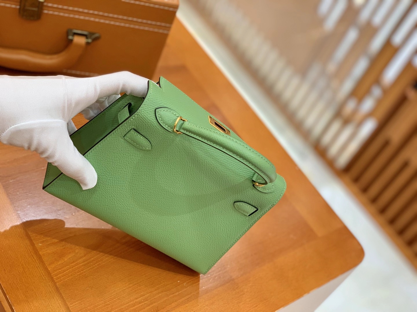 Hermès（爱马仕）MiniKelly 迷你凯莉 Epsom 掌纹皮 牛油果绿 金扣 二代 19cm 原版蜜蜡线 顶级手缝