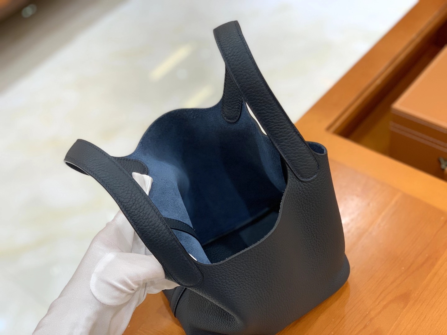 Hermès（爱马仕）Picotin 菜篮子 午夜蓝 原版蜜蜡线 顶级手缝 银扣 18cm