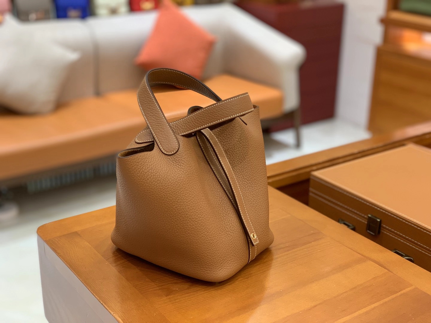 Hermès（爱马仕）Picotin 菜篮子 金棕 原版蜜蜡线 顶级手缝 金扣 18cm
