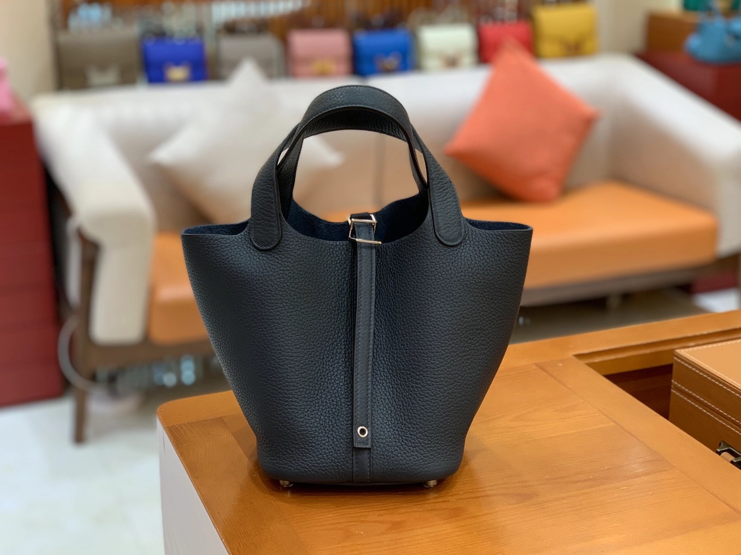 Hermès（爱马仕）Picotin 菜篮子 午夜蓝 原版蜜蜡线 顶级手缝 银扣 18cm