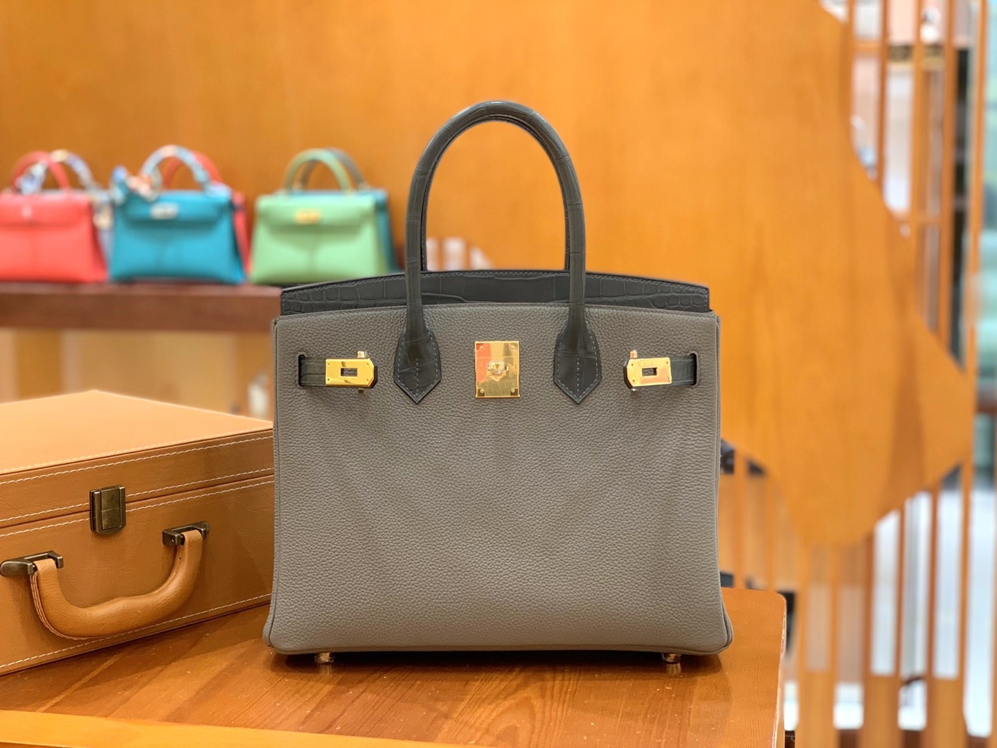 Hermès（爱马仕）Birkin Touch 锡器灰 尼罗鳄 拼Togo皮 金扣 30cm 原版蜜蜡线 顶级手缝