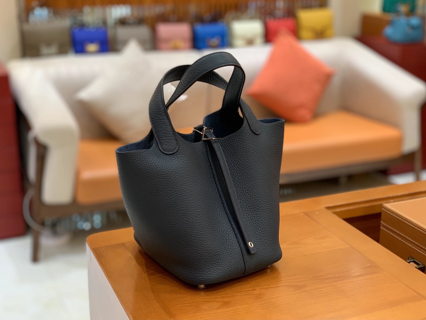 Hermès（爱马仕）Picotin 菜篮子 午夜蓝 原版蜜蜡线 顶级手缝 银扣 18cm