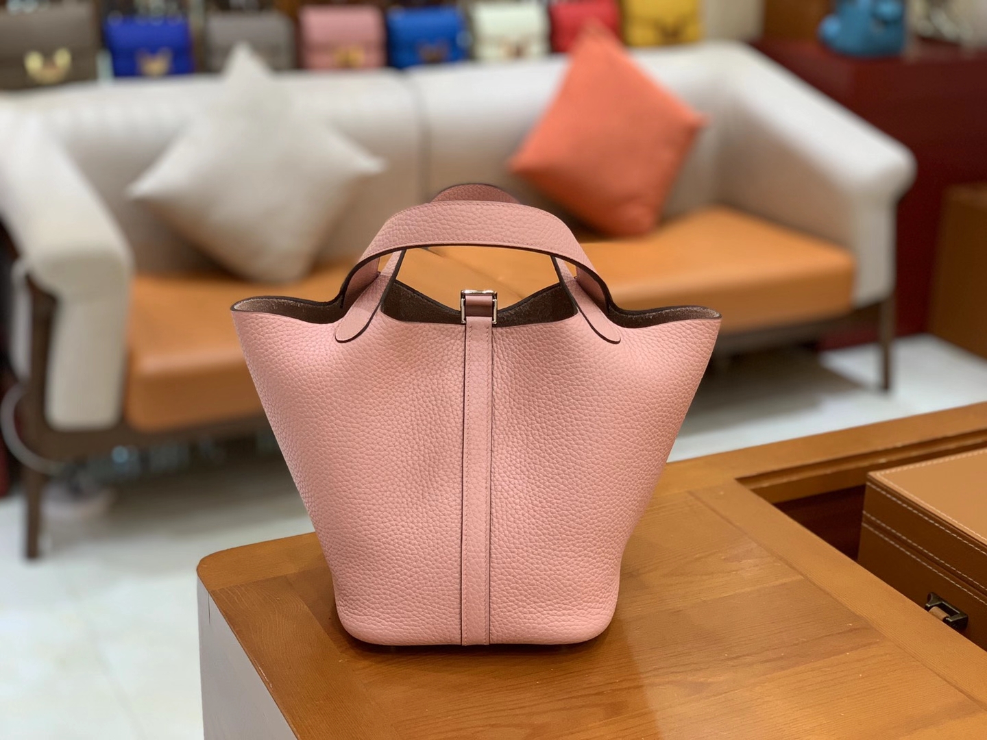 Hermès（爱马仕）Picotin 菜篮子 3Q粉 原版蜜蜡线 顶级手缝 银扣 18cm