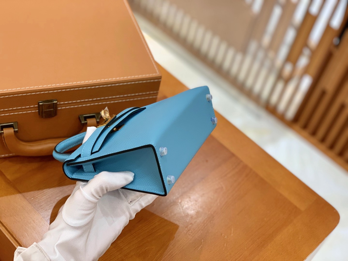 Hermès（爱马仕）MiniKelly 迷你凯莉 Epsom 掌纹皮 北方蓝 金扣 二代 19cm 原版蜜蜡线 顶级手缝