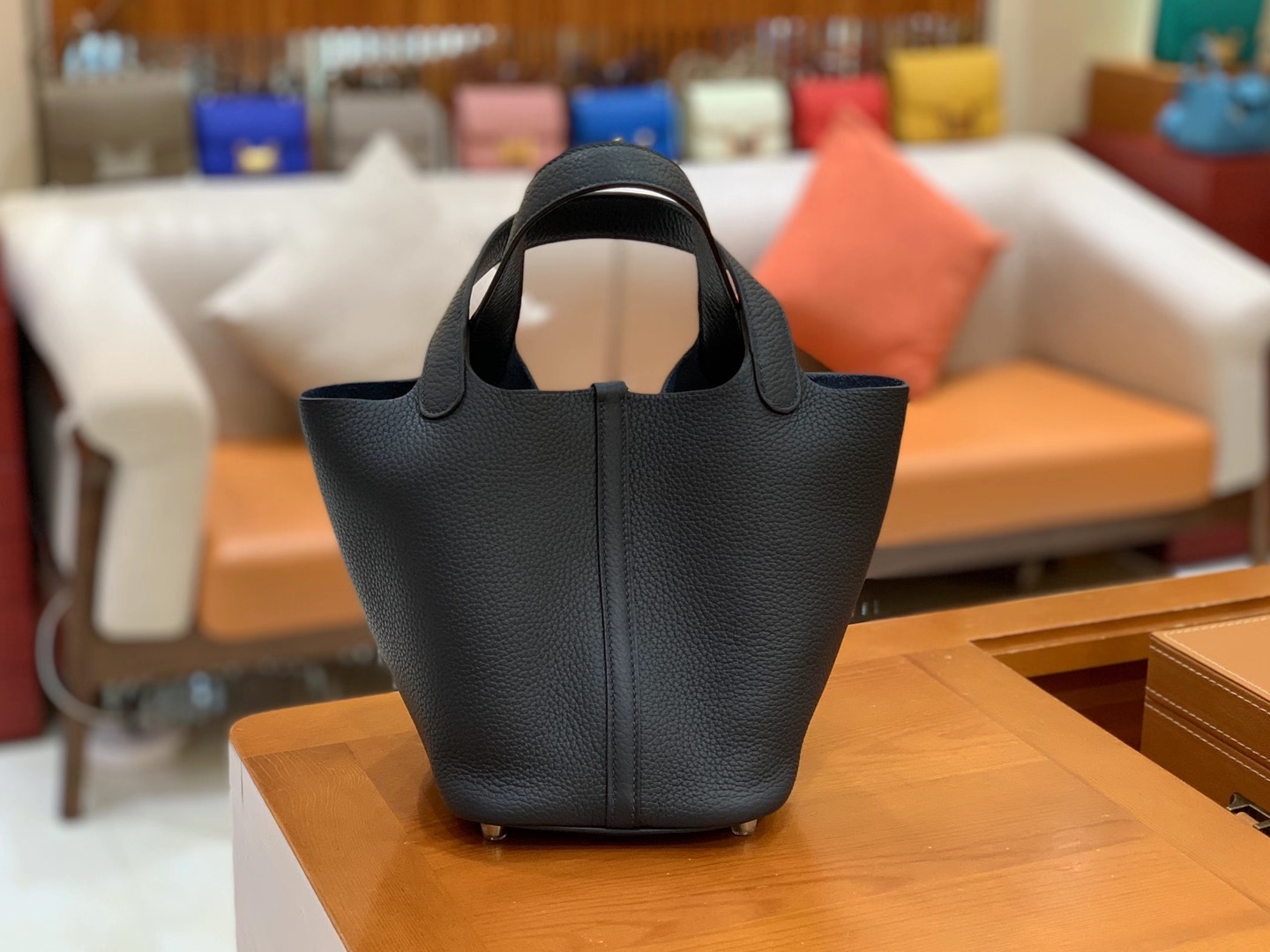 Hermès（爱马仕）Picotin 菜篮子 午夜蓝 原版蜜蜡线 顶级手缝 银扣 18cm