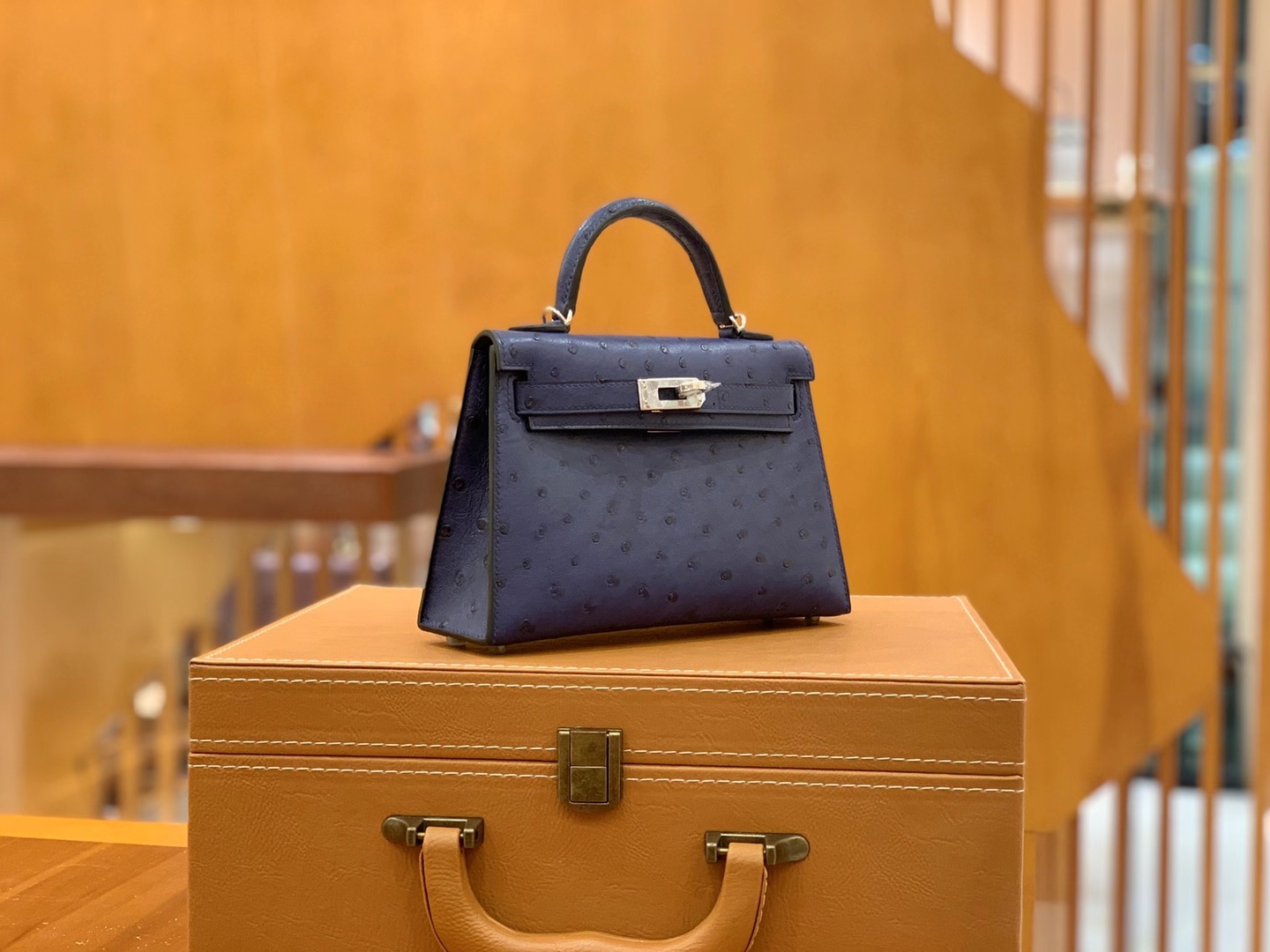 Hermès（爱马仕）MiniKelly 迷你凯莉 马耳他蓝 KK级鸵鸟皮 银扣 二代 19cm 原版蜜蜡线 顶级手缝